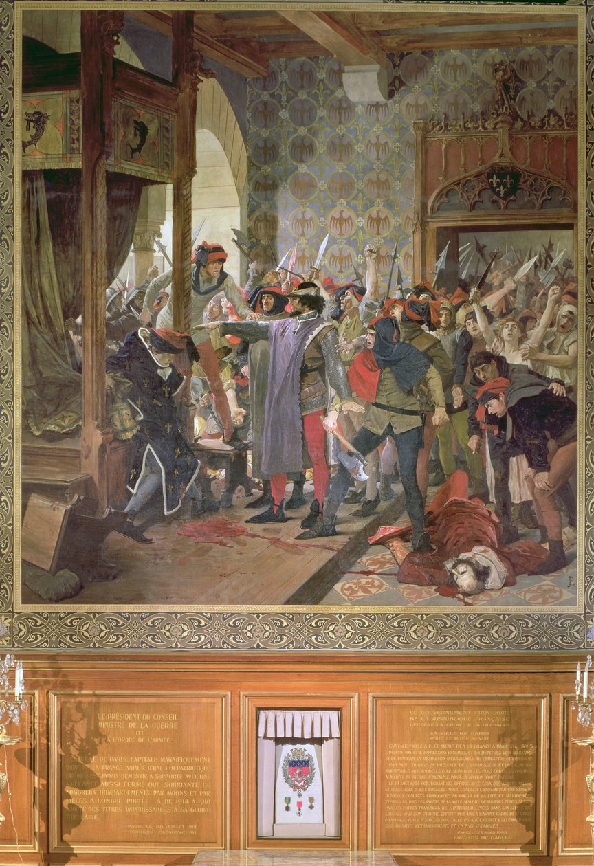Etienne Marcel (k. 1358) suojeli Dauphinia väkijoukolta vuonna 1358 tekijältä Jean Paul Laurens