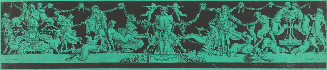 Bacchanale egyptiläisillä ja klassisilla hahmoilla tekijältä Jean Philippe Guy le Gentil, Comte de Paroy, after Charles Monnet