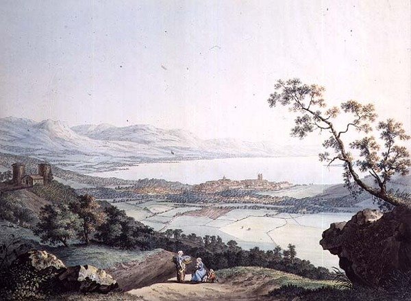Geneven näkymä Saconexista Savoyssa, kaiverrus Jean Philippe Linck II (1770-1812) ja Jacob Philippe Hackert (1737-1807) (kaiverrus) tekijältä Jean Philippe II (after) Linck