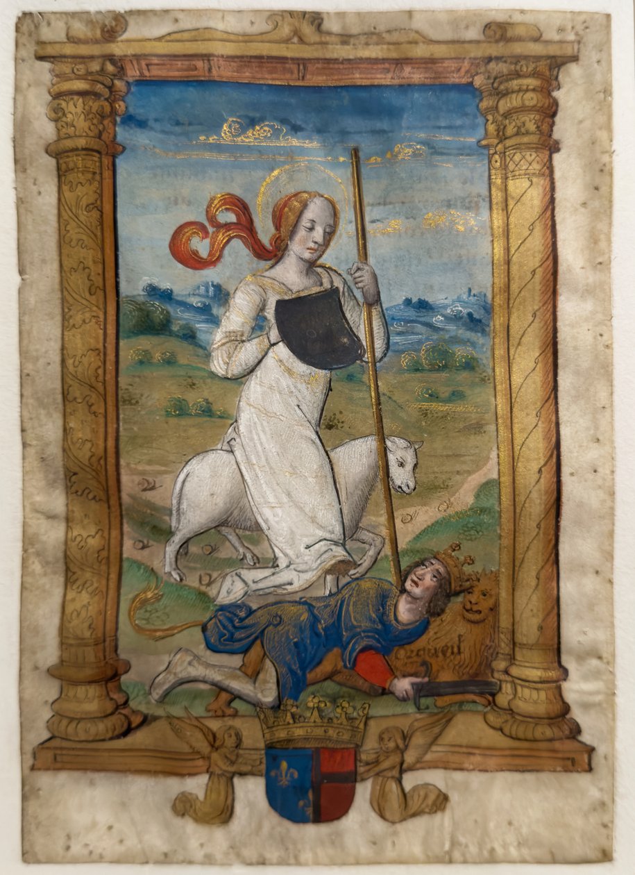 Nöyryys ja ylpeys. Les rondeaux des vertus, vuoden 1515 jälkeen (maalattu ja valaistu pergamentti). tekijältä Jean Pichore