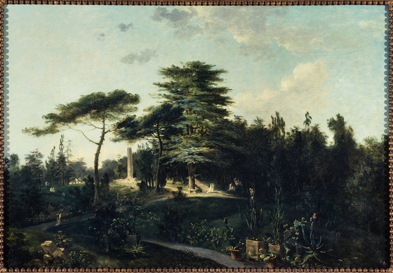 Libanonin setri Jardin des Plantesissa, noin 1800 (öljy kankaalle). tekijältä Jean Pierre Houel