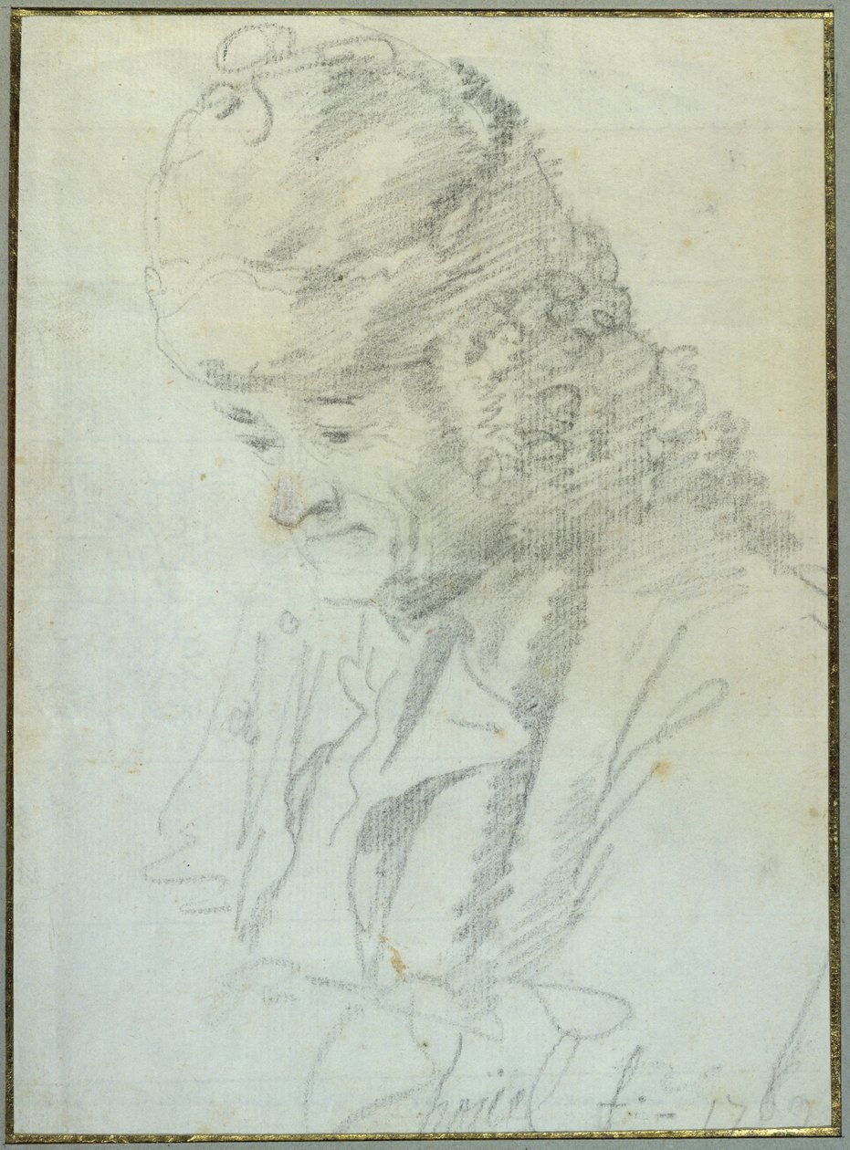 Voltaire (1694-1778) vanhoilla päivillään, 1769 (värikynä paperille). tekijältä Jean Pierre Houel