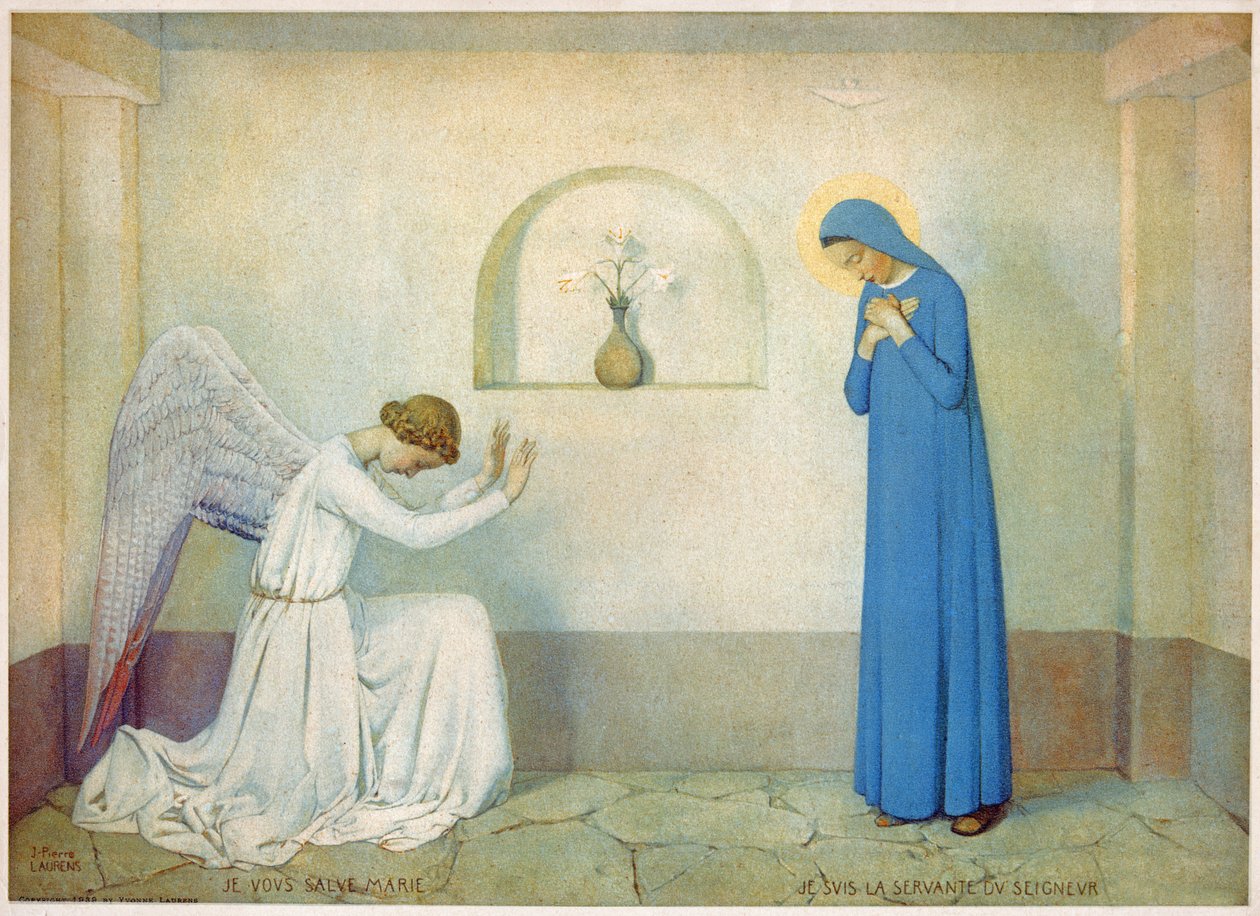 Julistus Neitsyelle. (kaiverrus, noin 1920) tekijältä Jean Pierre Laurens