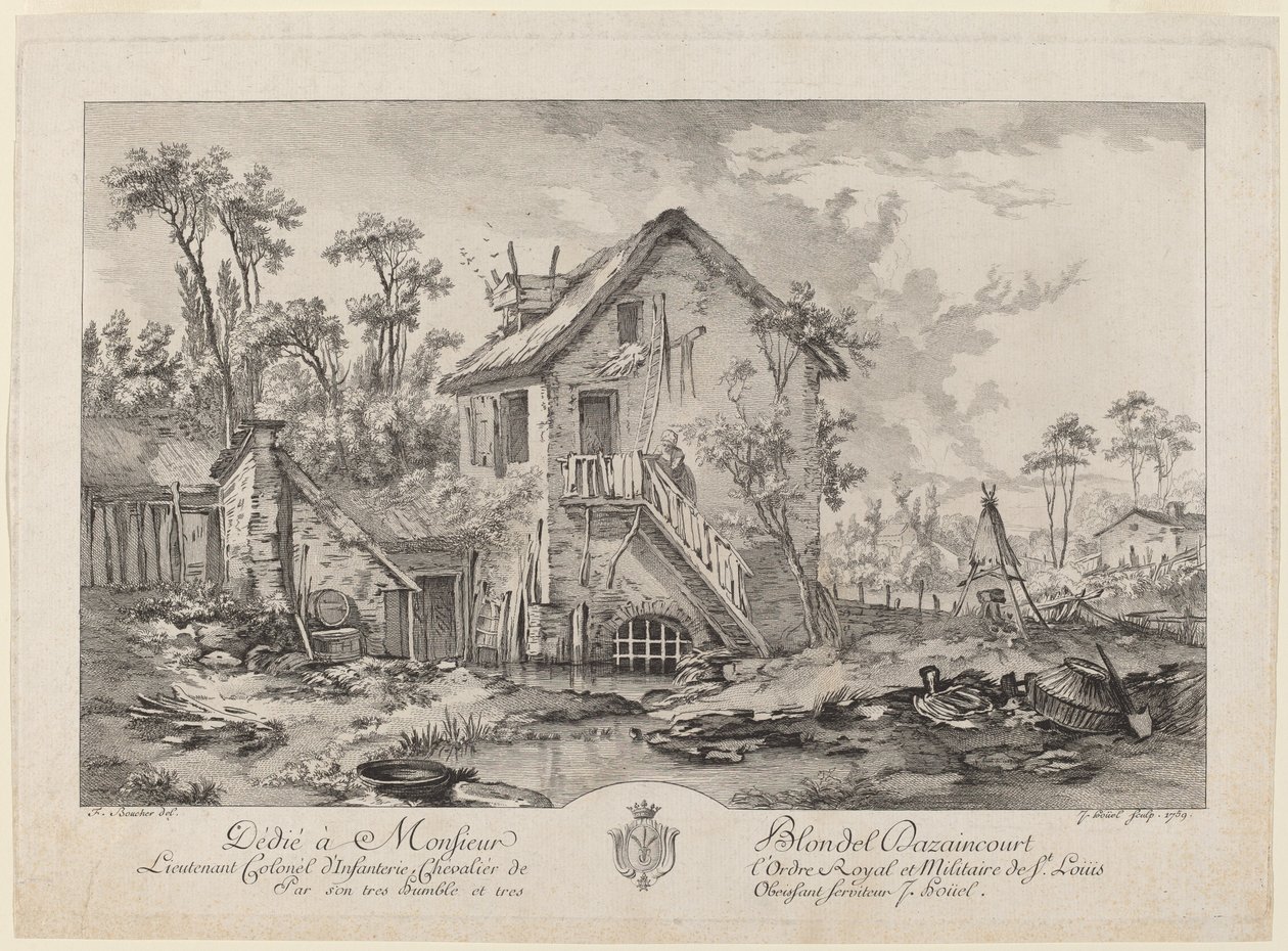Maatilapiha tekijältä Jean Pierre Louis Laurent Hoüel after François Boucher