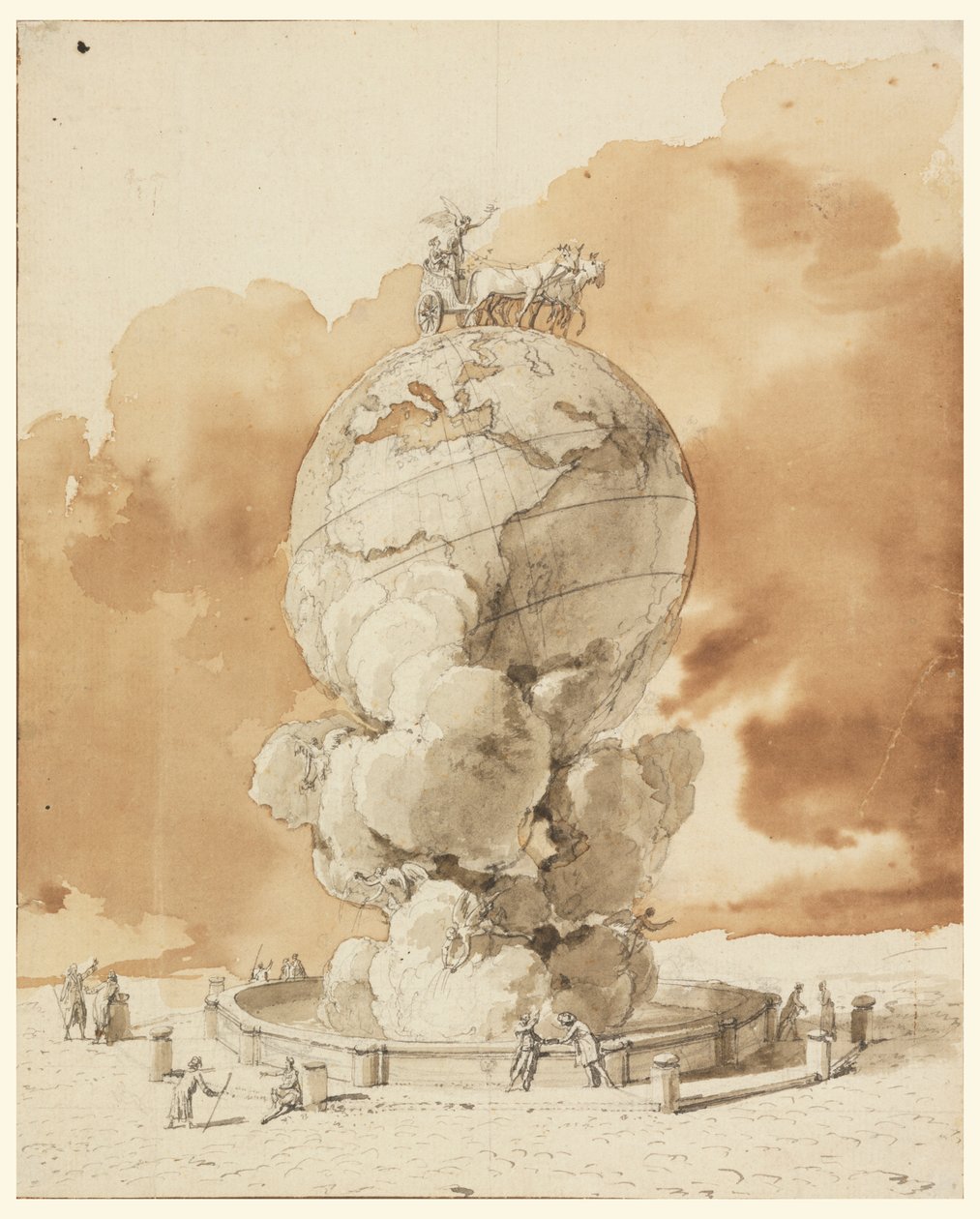 Pariisin aukiolle pystytettävän julkisen monumentin suunnittelu tekijältä Jean Pierre Louis Laurent Houël