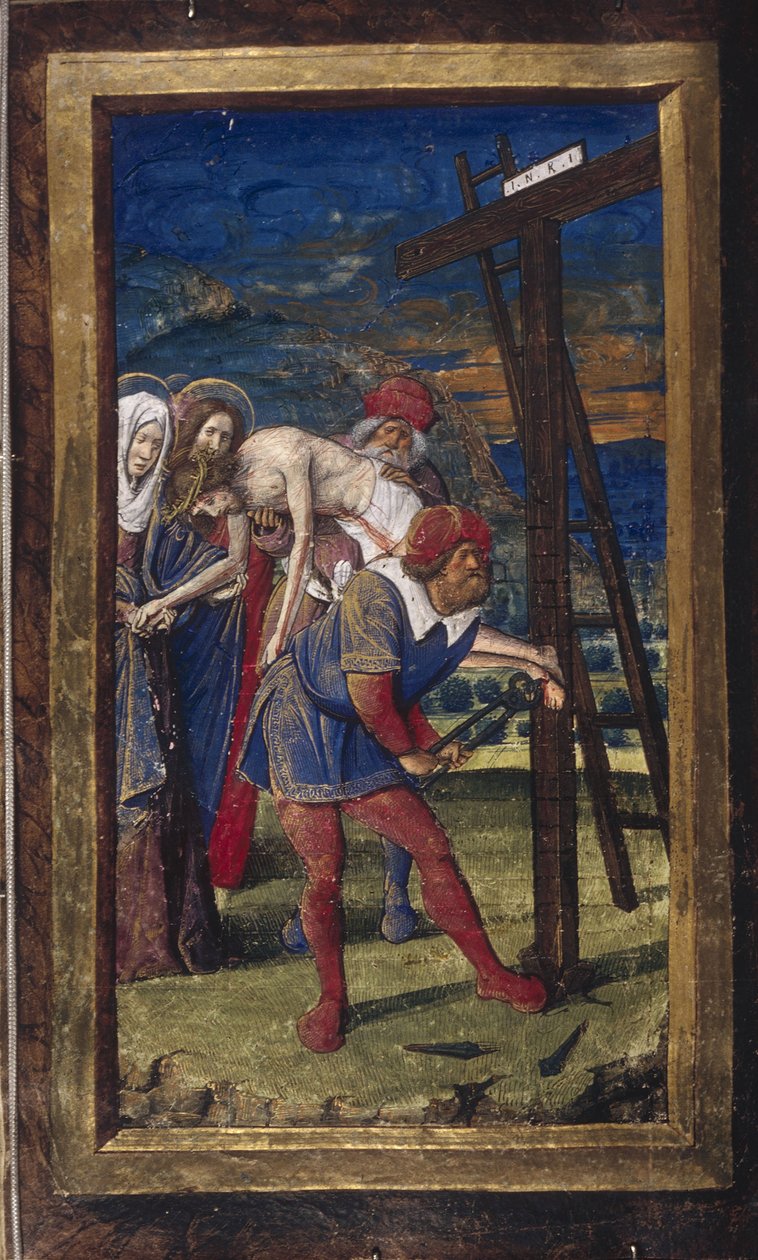 Laskeutuminen ristiltä Lettres bâtardesista, noin 1490-1510 tekijältä Jean Poyet