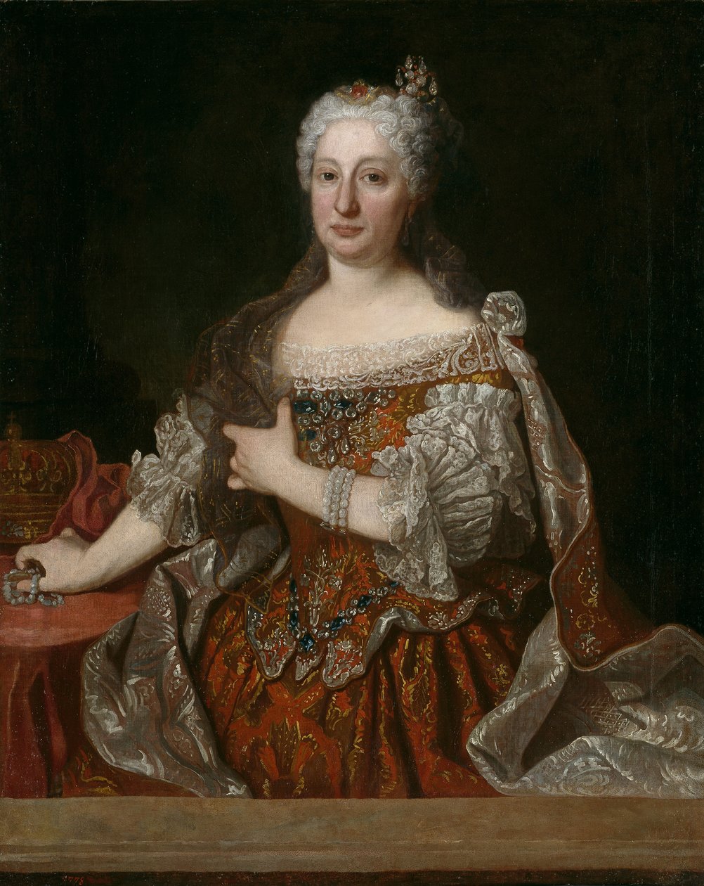 Itävallan arkkiherttuatar Maria Annan muotokuva 1683-1754, Portugalin kuningatar, n. 1729 tekijältä Jean Ranc