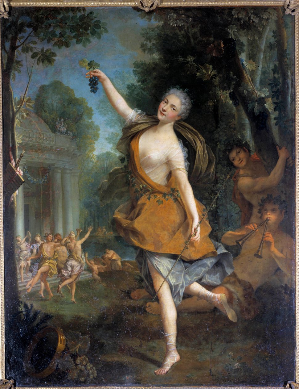 Mademoiselle Prevost bacchantessa Tanssija Mademoiselle Prevostin (1680-1741) esitys baletin aikana. Jean Raoux