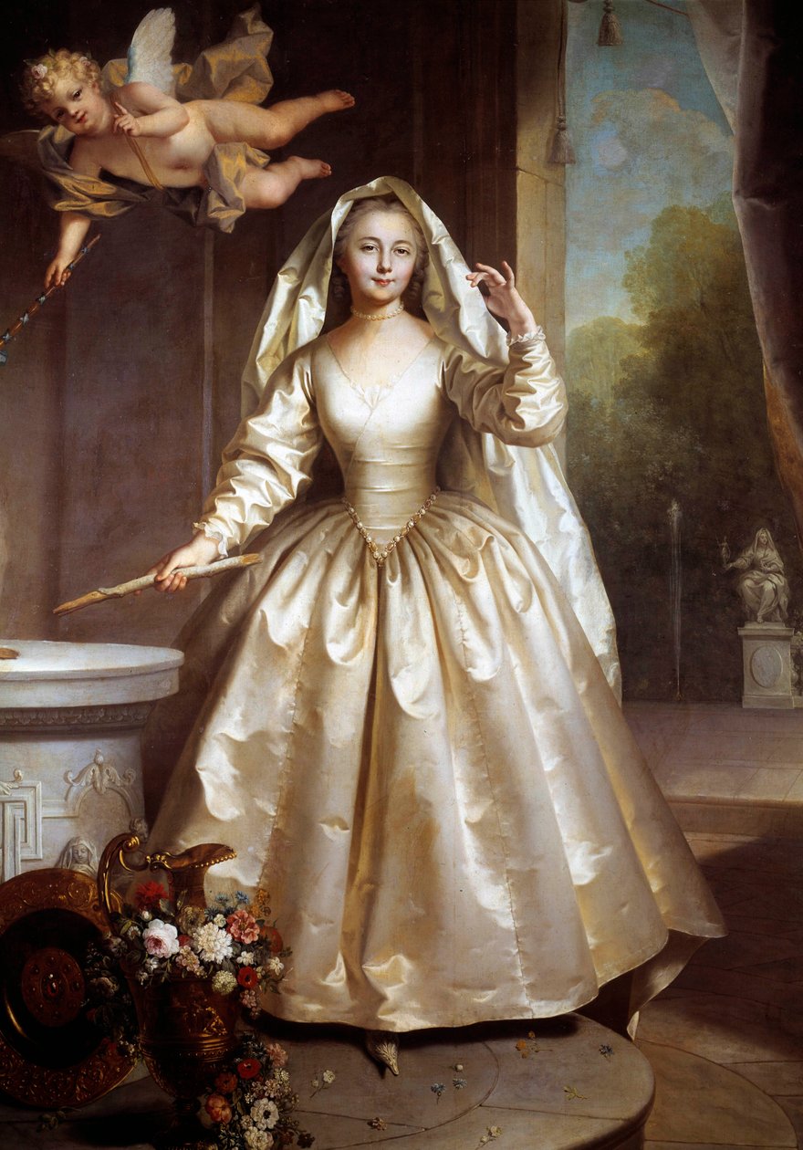 Täyspitkä muotokuva Marie Francoise Perdrigeonista, Madame Boucherista (1716-1734) vestaalina Jean Raoux