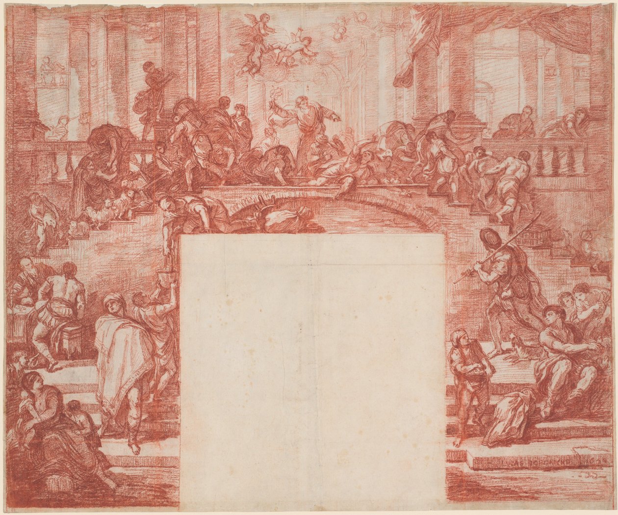 Kristus puhdistaa temppelin (Luca Giordanon mukaan) tekijältä Jean Robert Ango after Luca Giordano