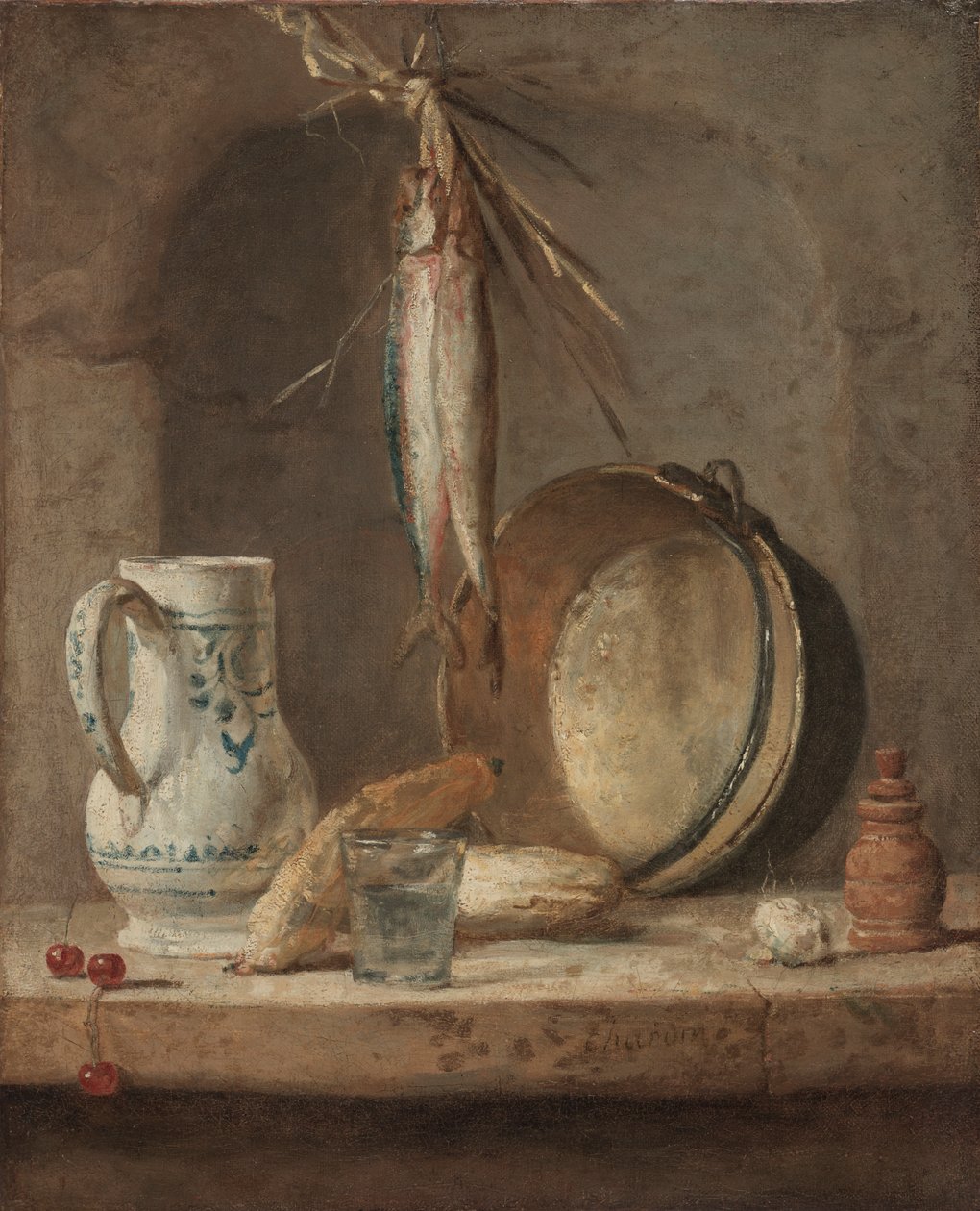 Asetelma silakkojen kanssa tekijältä Jean Baptiste Simeon Chardin