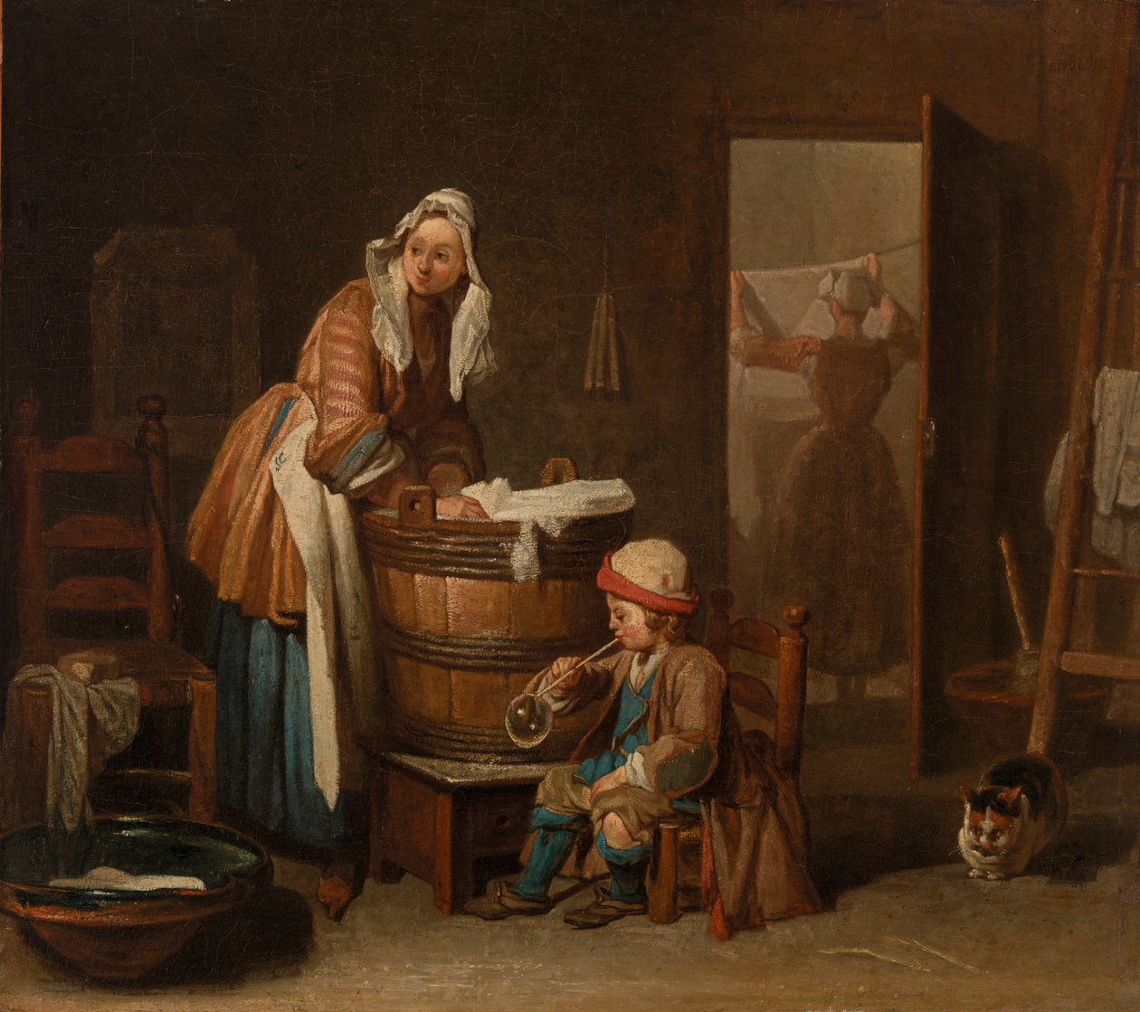 Nainen pesemässä (The Washerwoman) tekijältä Jean Baptiste Simeon Chardin