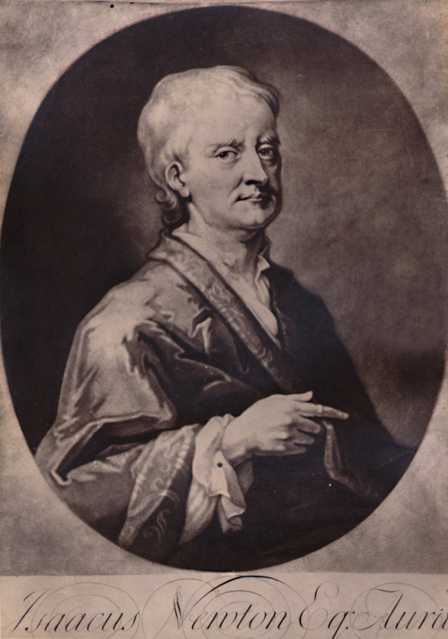 Sir Isaac Newton, englantilainen matemaatikko ja fyysikko, 1700-luvun alku 1894 tekijältä Jean Simon
