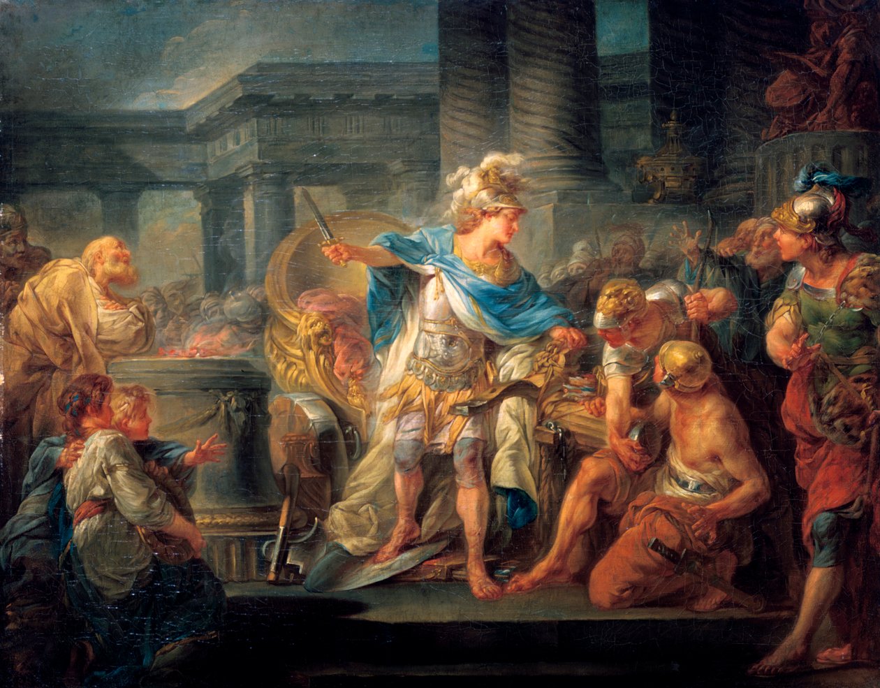 Aleksanteri leikkaa Gordionin solmun, 1700-luvun loppu 1800-luvun alussa tekijältä Jean Simon Berthelemy