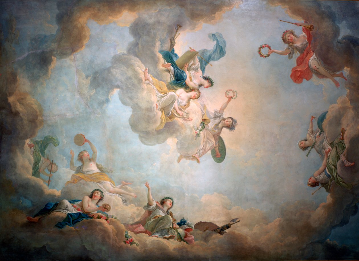 Marie Antoinettes -leikkihuoneen katto, Chateau de Fontainebleau, c1763-1811. tekijältä Jean Simon Berthelemy