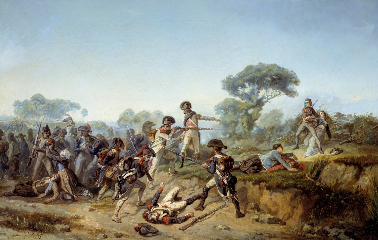 Vendee-sota ritari Charles de bois-hardy (puunkestävä, boishardy) halusi pelastaa rakastajattarensa (1795). Jean Soreuilin (1824-1871) maalaus tekijältä Jean Soreuil