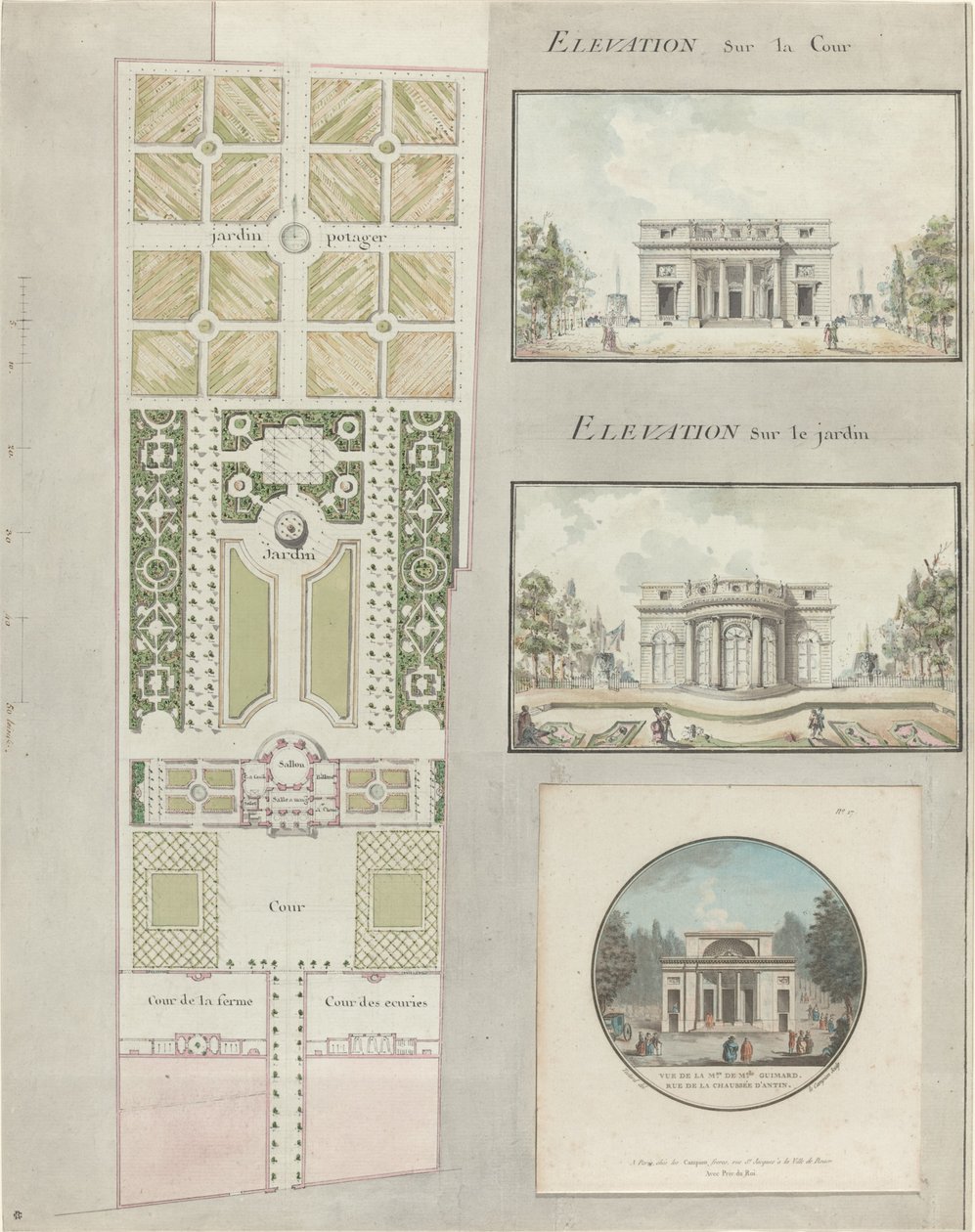 Mllen talo- ja puutarhaprojekti. Guimard tekijältä Jean Testard and Charles Philippe Campion de Tersan