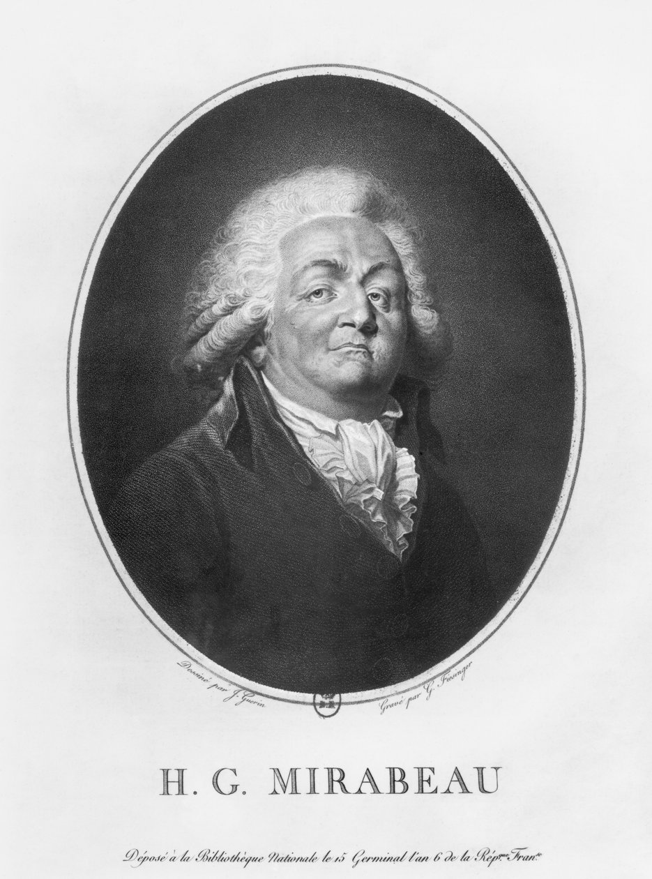 Honore Gabriel Riqueti, Comte de Mirabeau, kaiverrus Frantz Gabriel Fiesinger (1723-1807) 1797 (litho) (bw kuva) tekijältä Jean Urbain Guerin