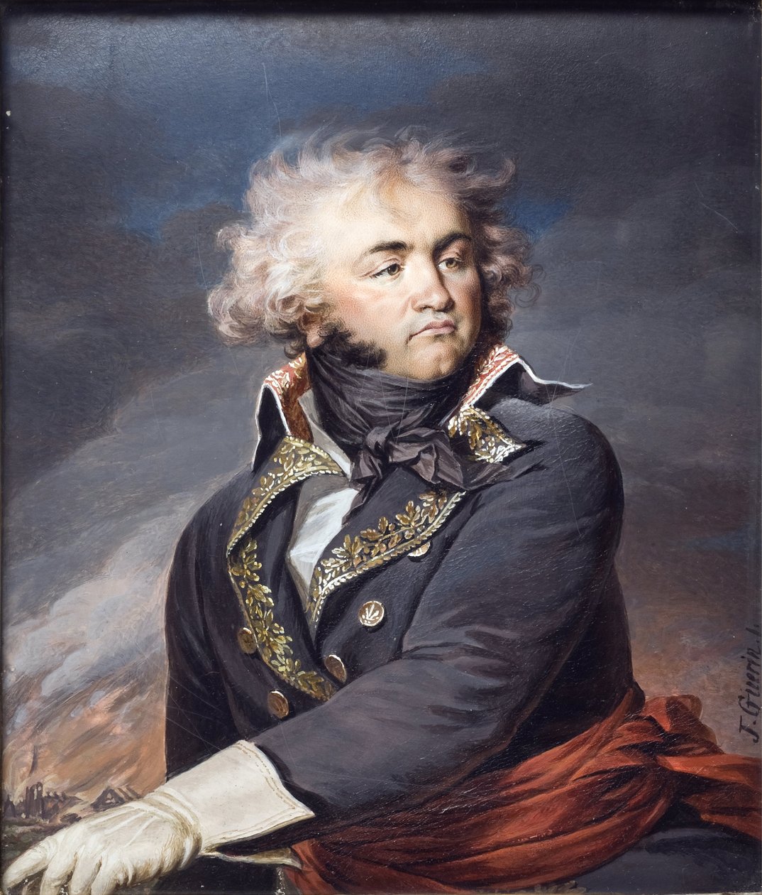 Kenraali Jean-Baptiste Kleberin (1753-1800) muotokuva, Guerin, Jean Urbain (1760-1836). Vesiväri pergamentille, n. 1790. Mitat : 24x20 cm. Tukholman kansallismuseo tekijältä Jean Urbain Guerin