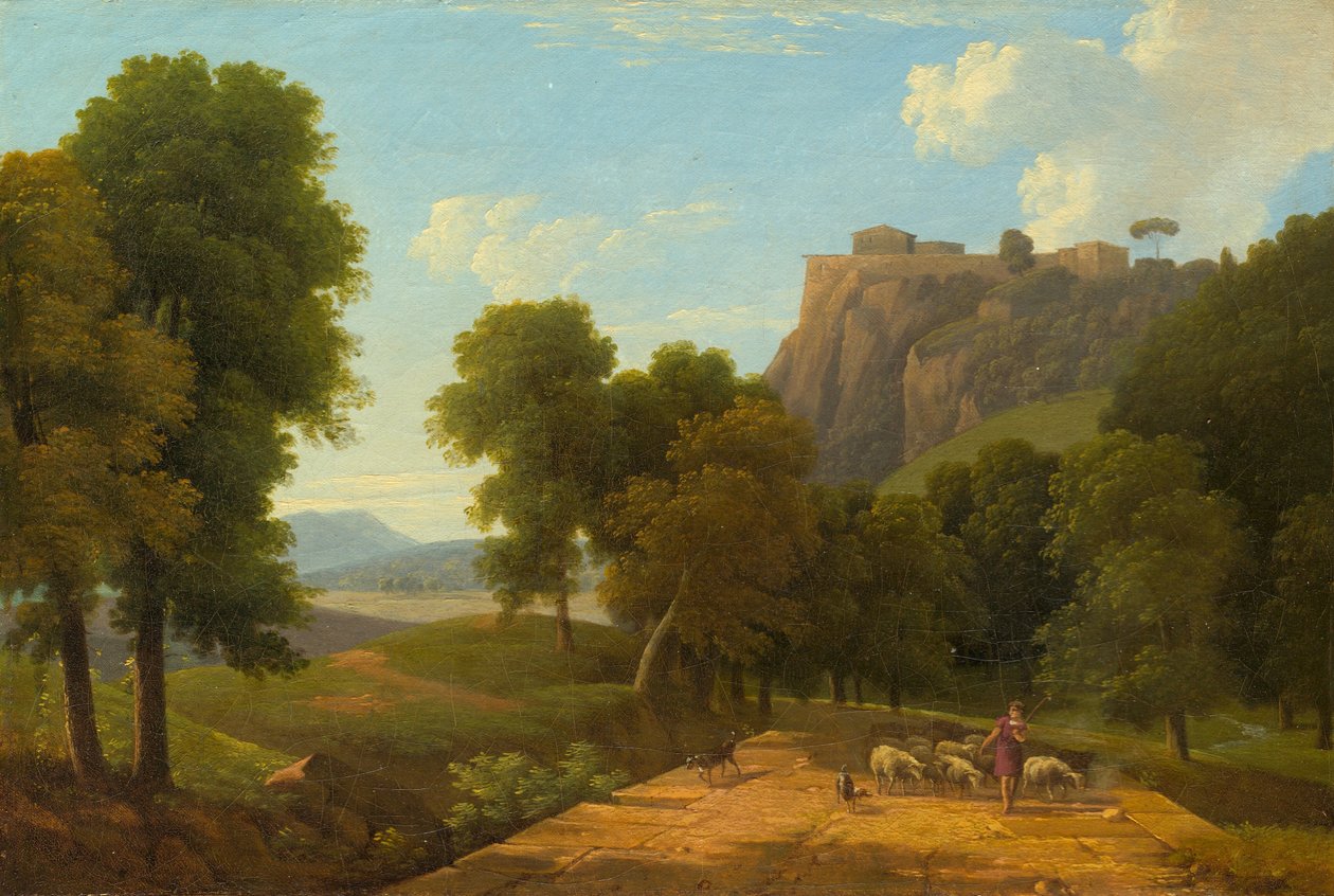 Paimen laumansa kanssa, n. 1820. tekijältä Jean Victor Bertin
