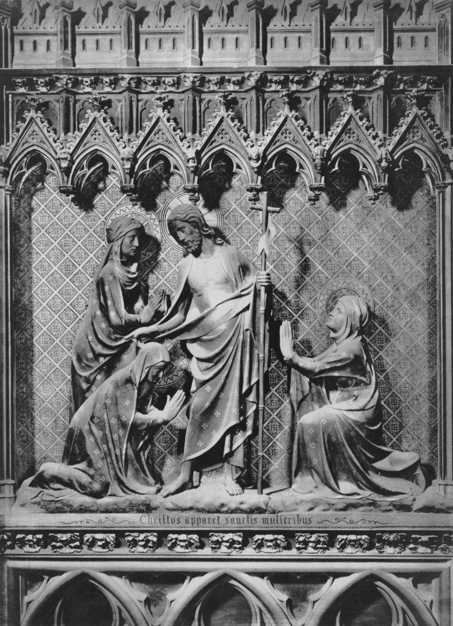 Katedraali, sisustus, kuorosuoja, Jeesus Kristus ja pyhät naiset, n.1340-51 (monivärinen kivi) tekijältä Jean and Jean Le Boutellier Ravy