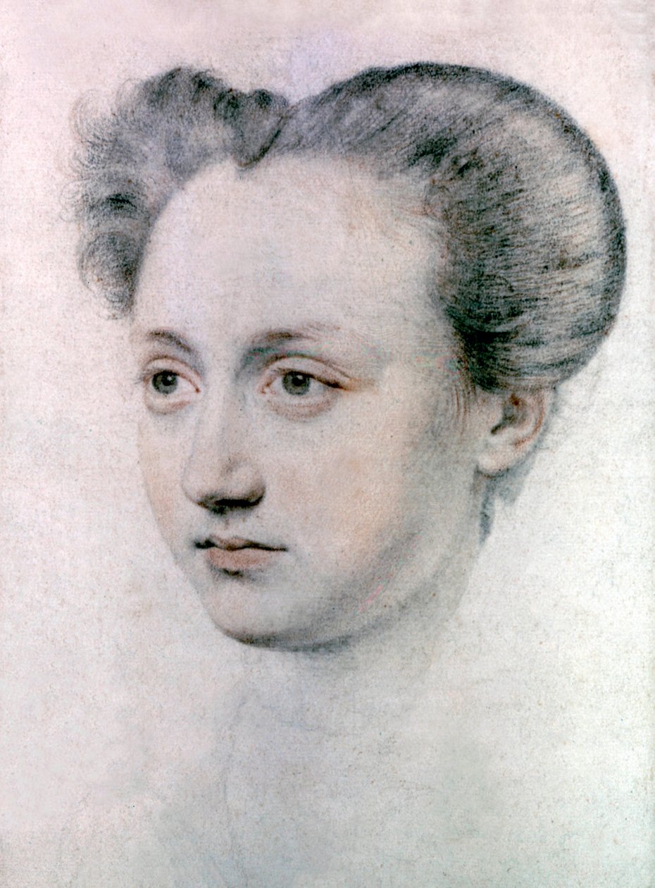 Marie Touchet (1549-1638) Ranskan kuninkaan Charles IX:n rakastajatar, n. 1570 (piirustus) tekijältä Jean de Court
