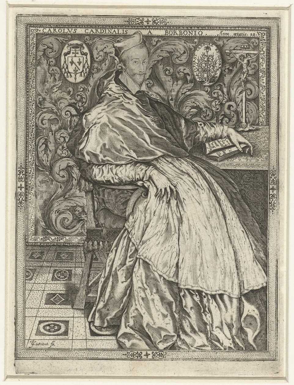 Muotokuva kardinaal Karel van Bourbon Charles Cardinal of Bourbon 28-vuotiaana tekijältä Jean de Gourmont (I)