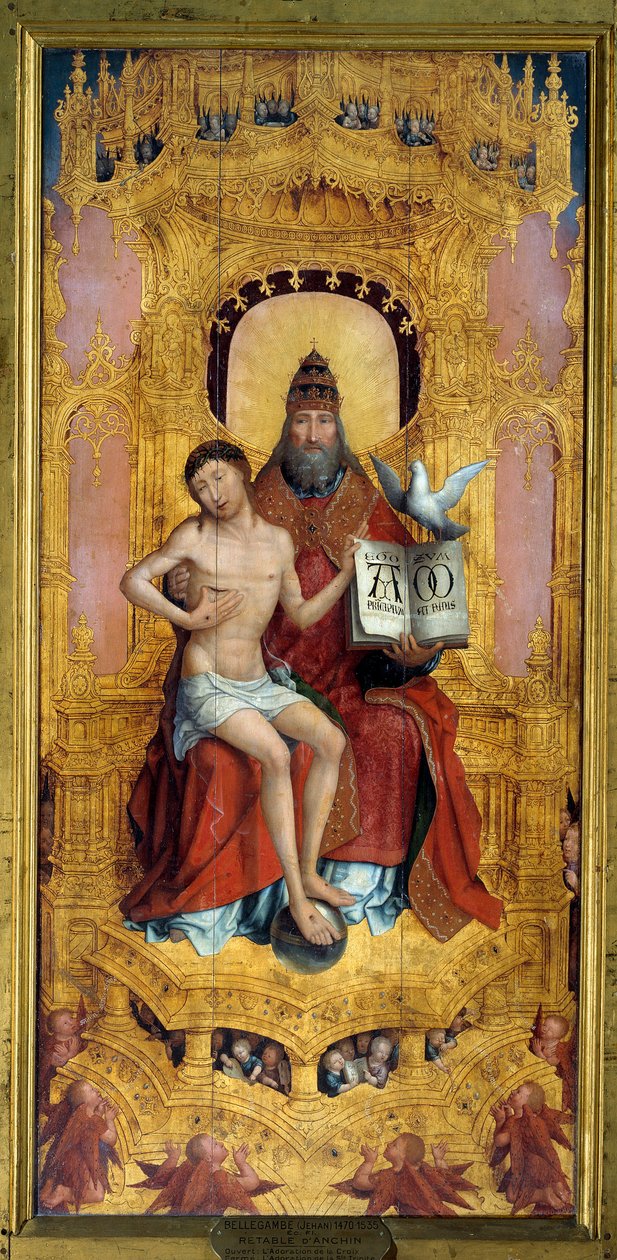 Anchin polyptic: "" Trinite""" Keskiosa. Jean Bellegamben (1470-1535) maalaus puulle 162x75 cm tekijältä Jean the Elder Bellegambe