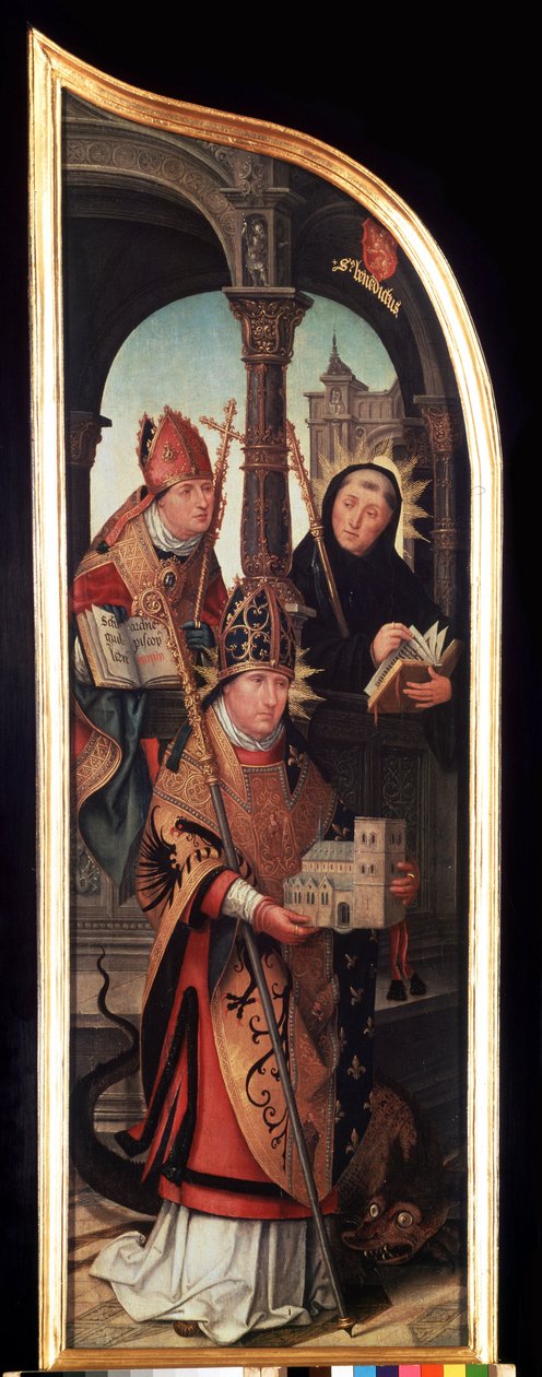Ilmoituksen (The Annunciation) -triptyykin vasen paneeli. Jean Bellegambe vanhemman (1470-1534) maalaus puulle Mitat 103 x 33 cm Pietari, Eremitaaši tekijältä Jean the Elder Bellegambe
