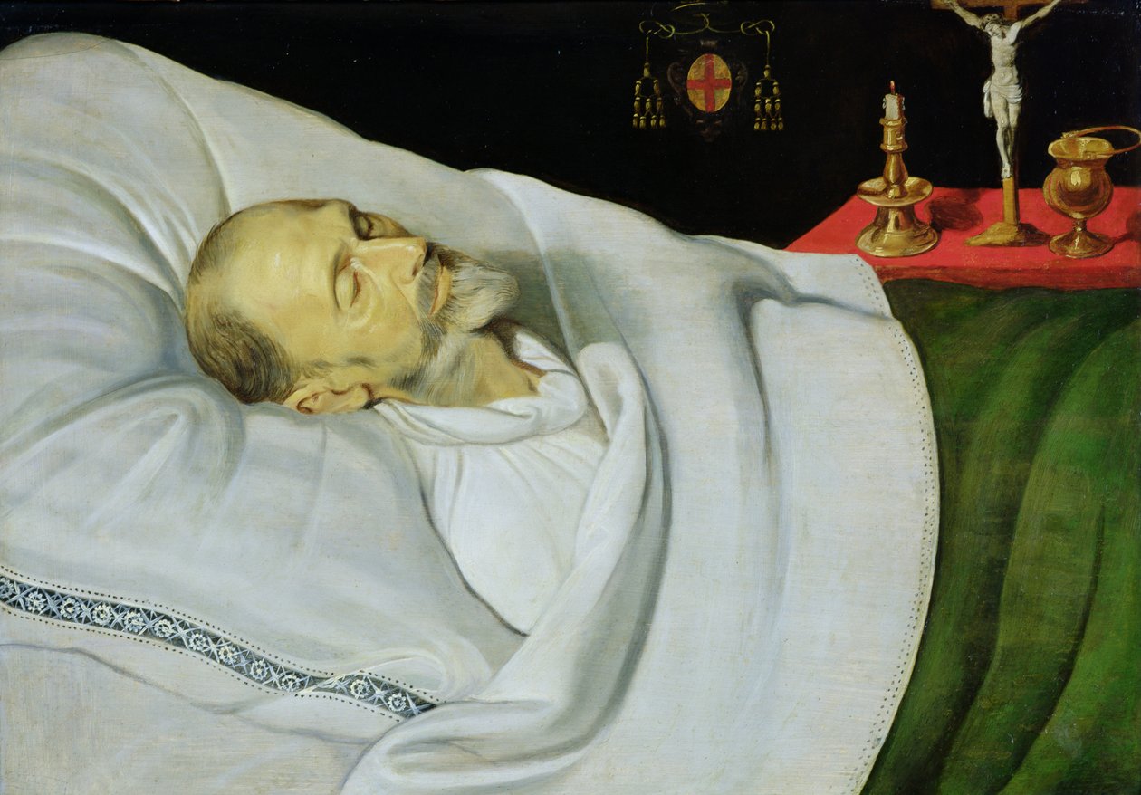 Antoine de Henin, Ypresin piispa kuolinvuoteella (paneeli) tekijältä Jean the Younger Bellegambe