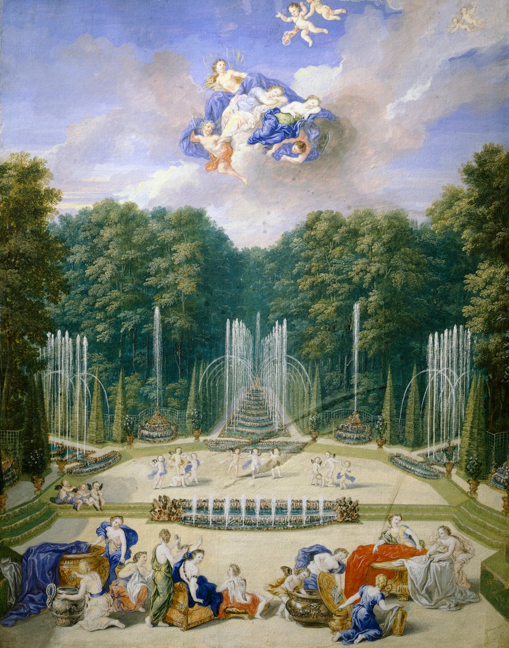 Ranska, Versailles, Vesileikit puutarhoissa, Jean Cotelle tekijältä Jean the Younger Cotelle