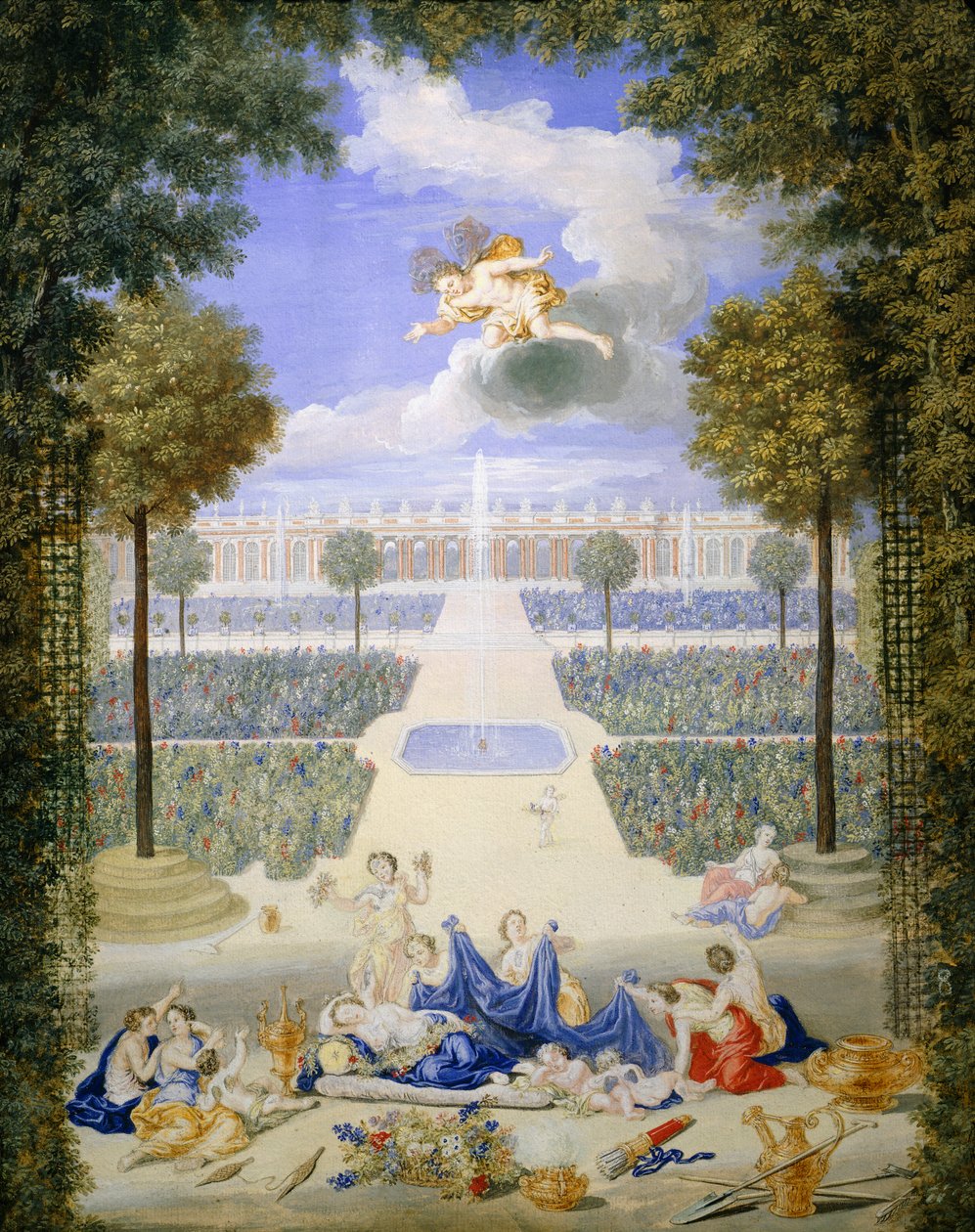 Ranska, Versailles, Grand Trianonin parterre, kirjoittanut Jean Cotelle tekijältä Jean the Younger Cotelle