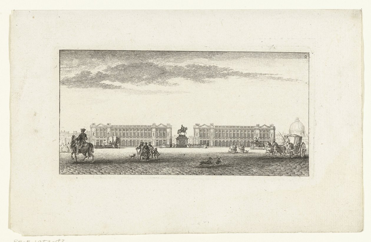 Näkymä Place Louis XV -aukiolle Pariisissa Vues de Paris (sarjan nimi) Näkymät Pariisista (sarjan nimi) tekijältä Jeanne Françoise Ozanne