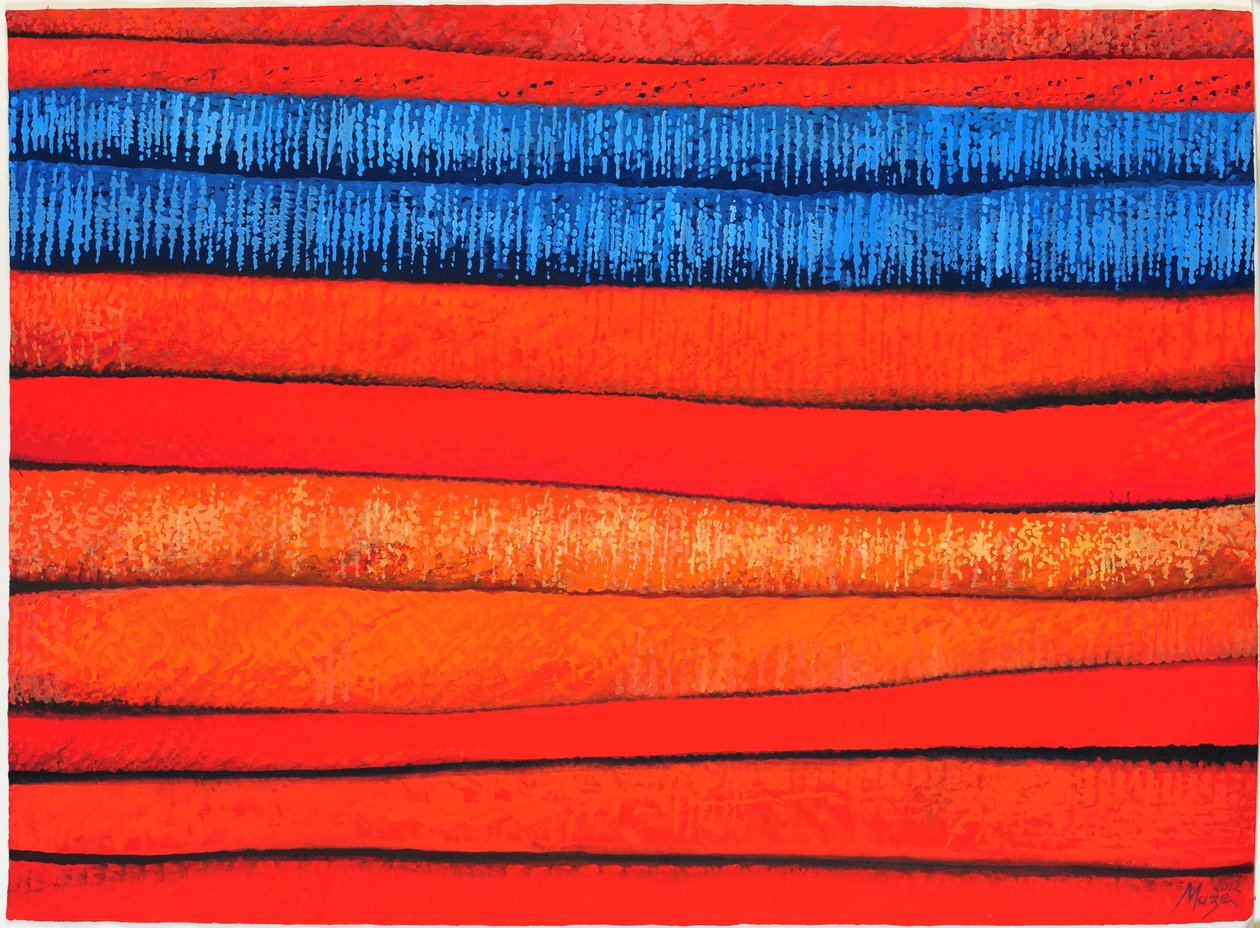 Marokkolaisia kankaita 3, 2013 (guassi paperille). tekijältä Jeanne Maze