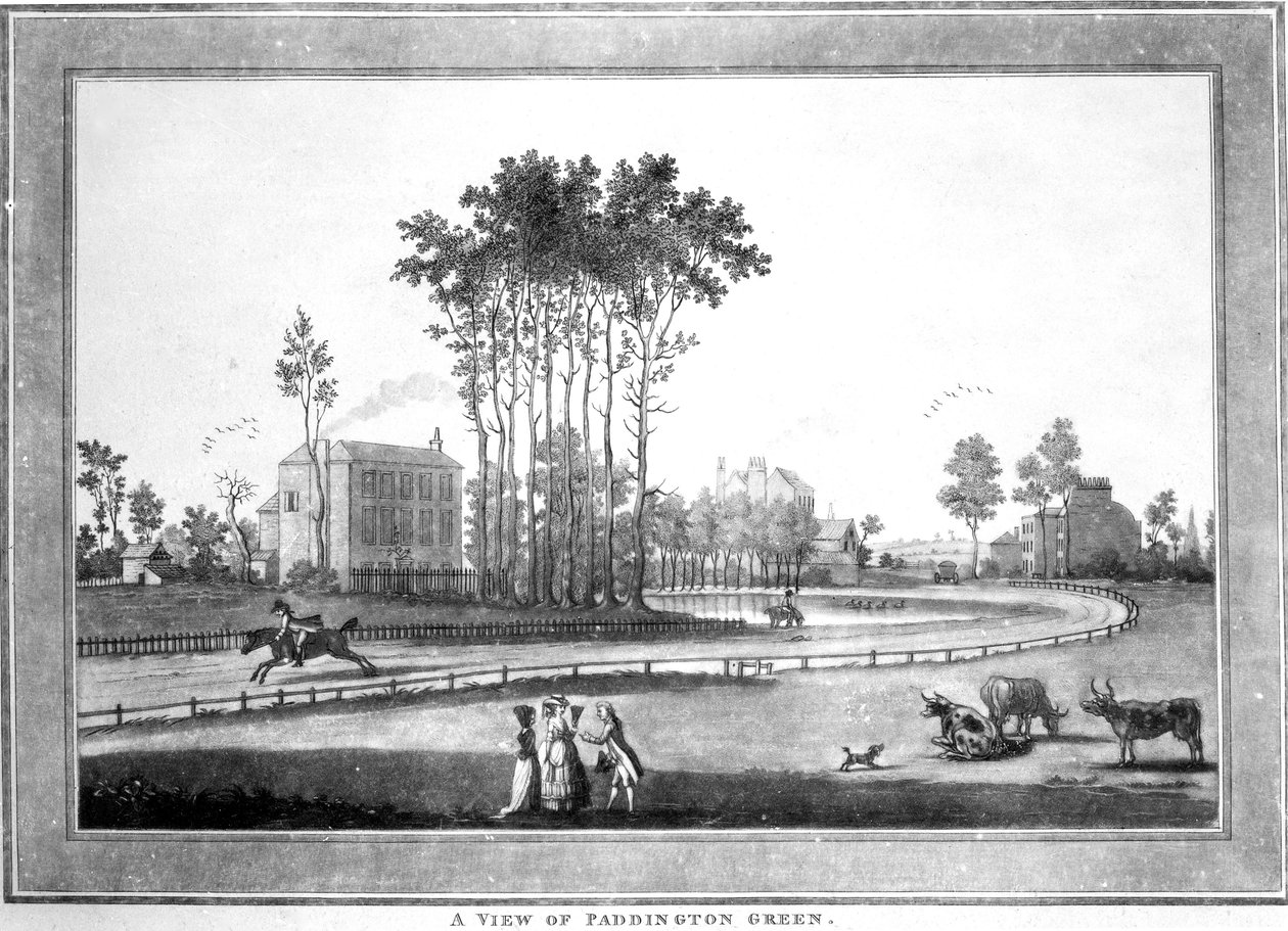 Näkymä Paddington Greenistä, 1782-3 (akvatinta) tekijältä Jefferyes Hammett O