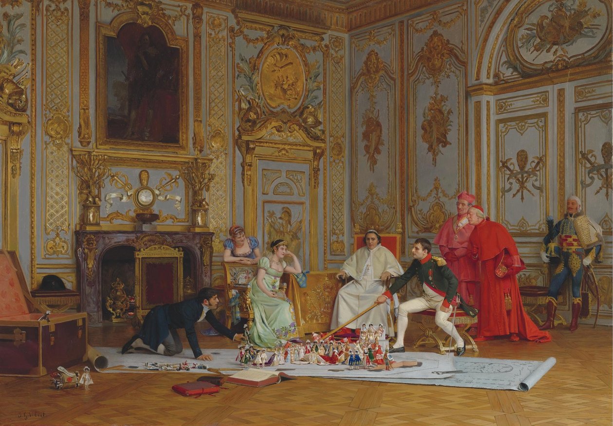 Napoleon suunnittelee kruunajaisiaan tekijältä Jehan Georges Vibert