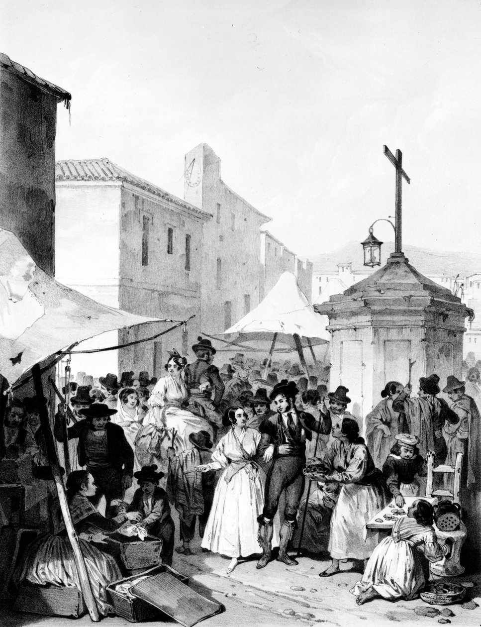Mayrena Fair, kaiverrus Bayot, 1842 tekijältä Jenaro Pérez Villaamil
