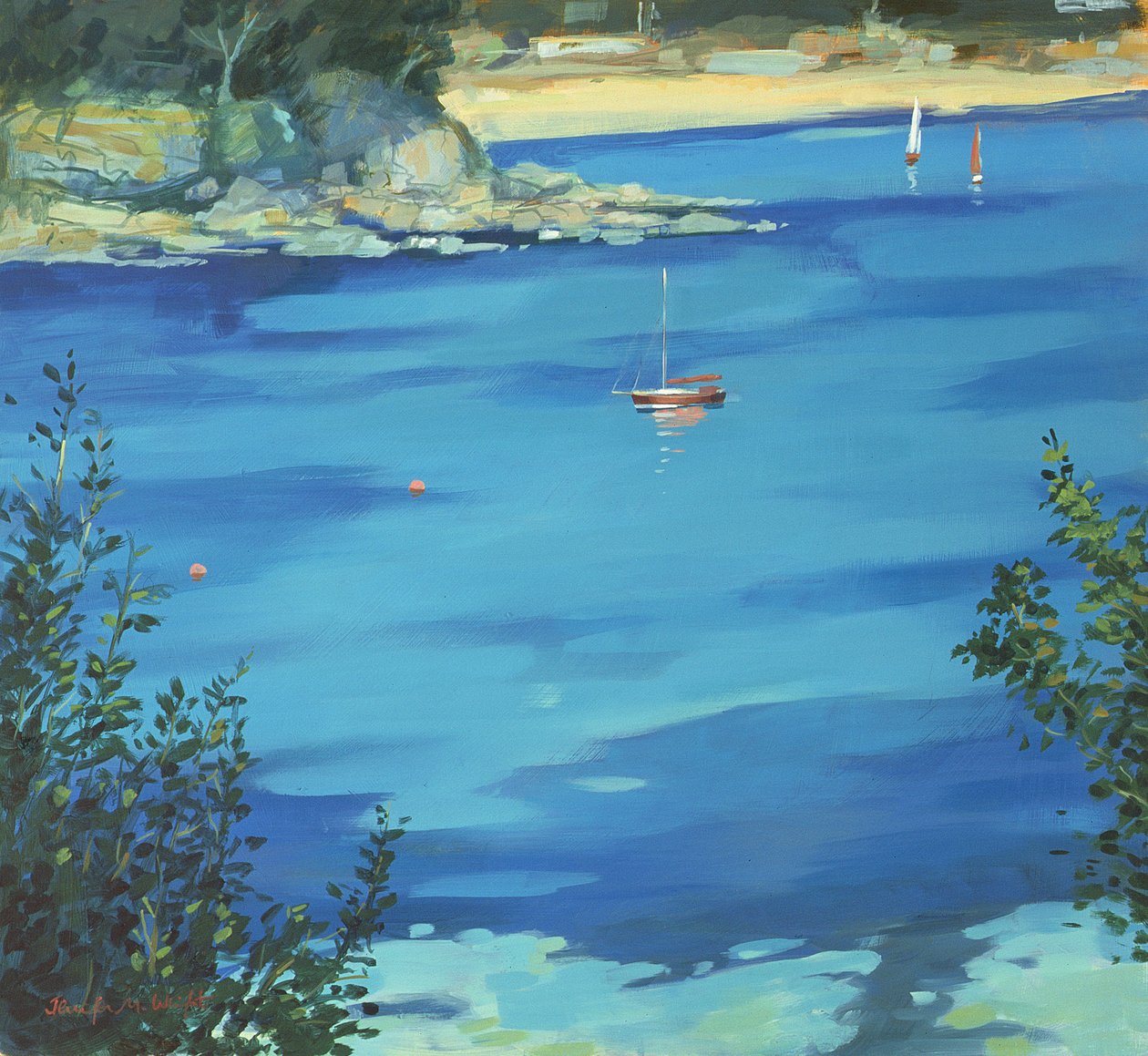 Salcombe, Moored Yacht, Southsands, 2000 tekijältä Jennifer Wright