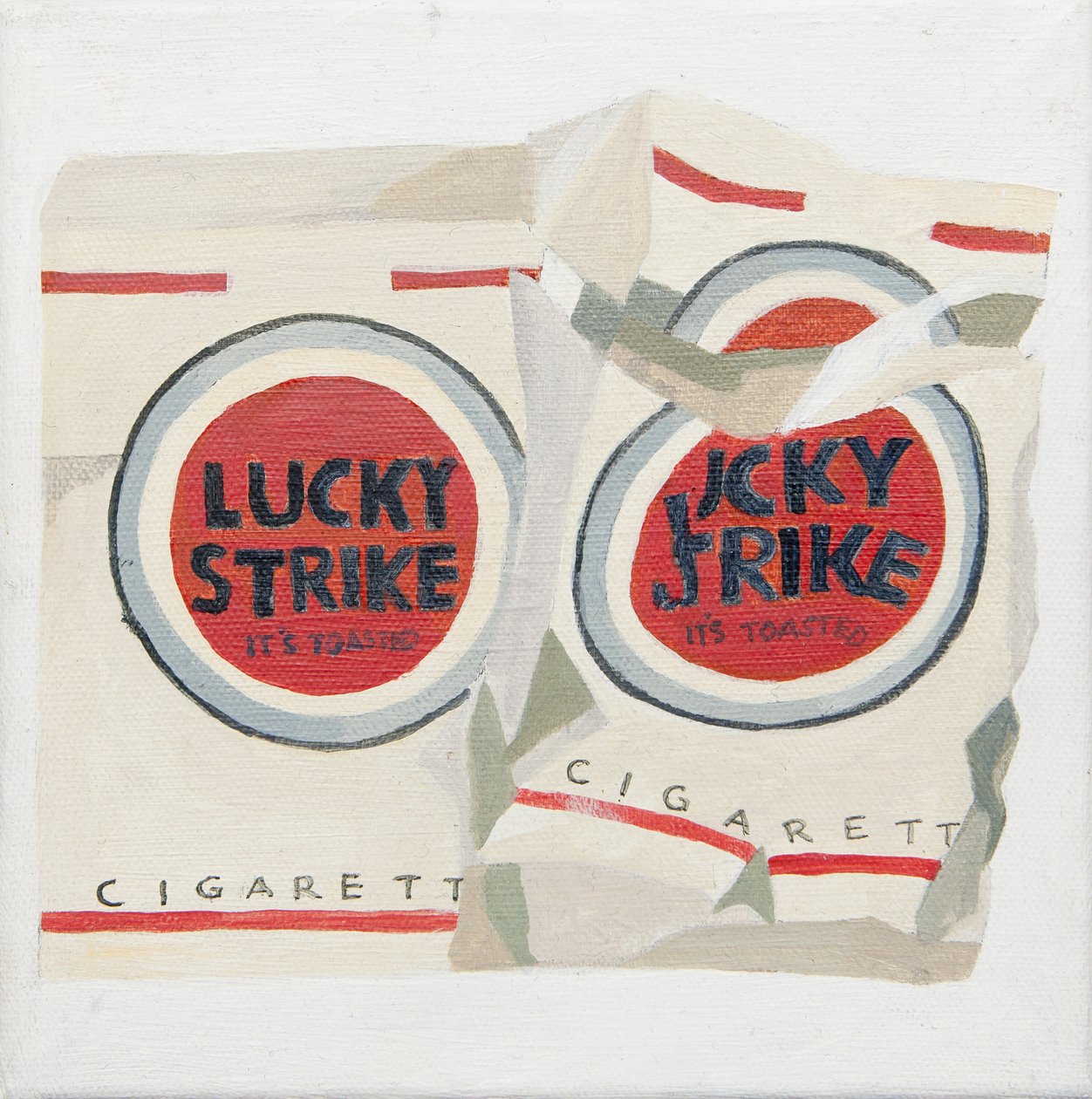 Valkoiset Lucky Strike -savukeaskit (akryyli) tekijältä Jennifer Abbott