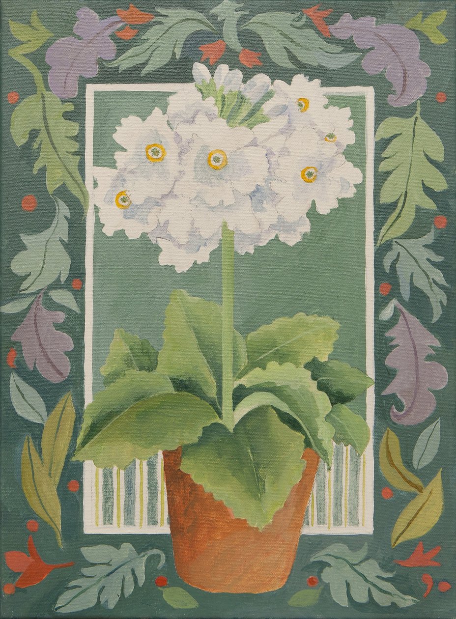Valkoinen Primula (akryyli) tekijältä Jennifer Abbott