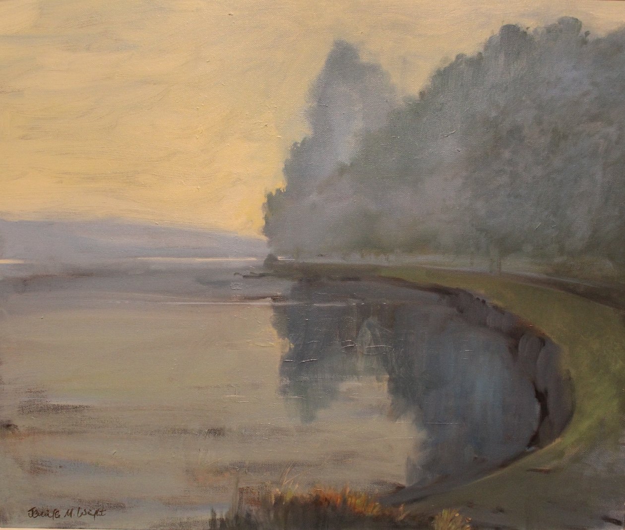 Batson Creek Salcombe, varhain aamulla, öljy kankaalle, 2016 tekijältä Jennifer Wright