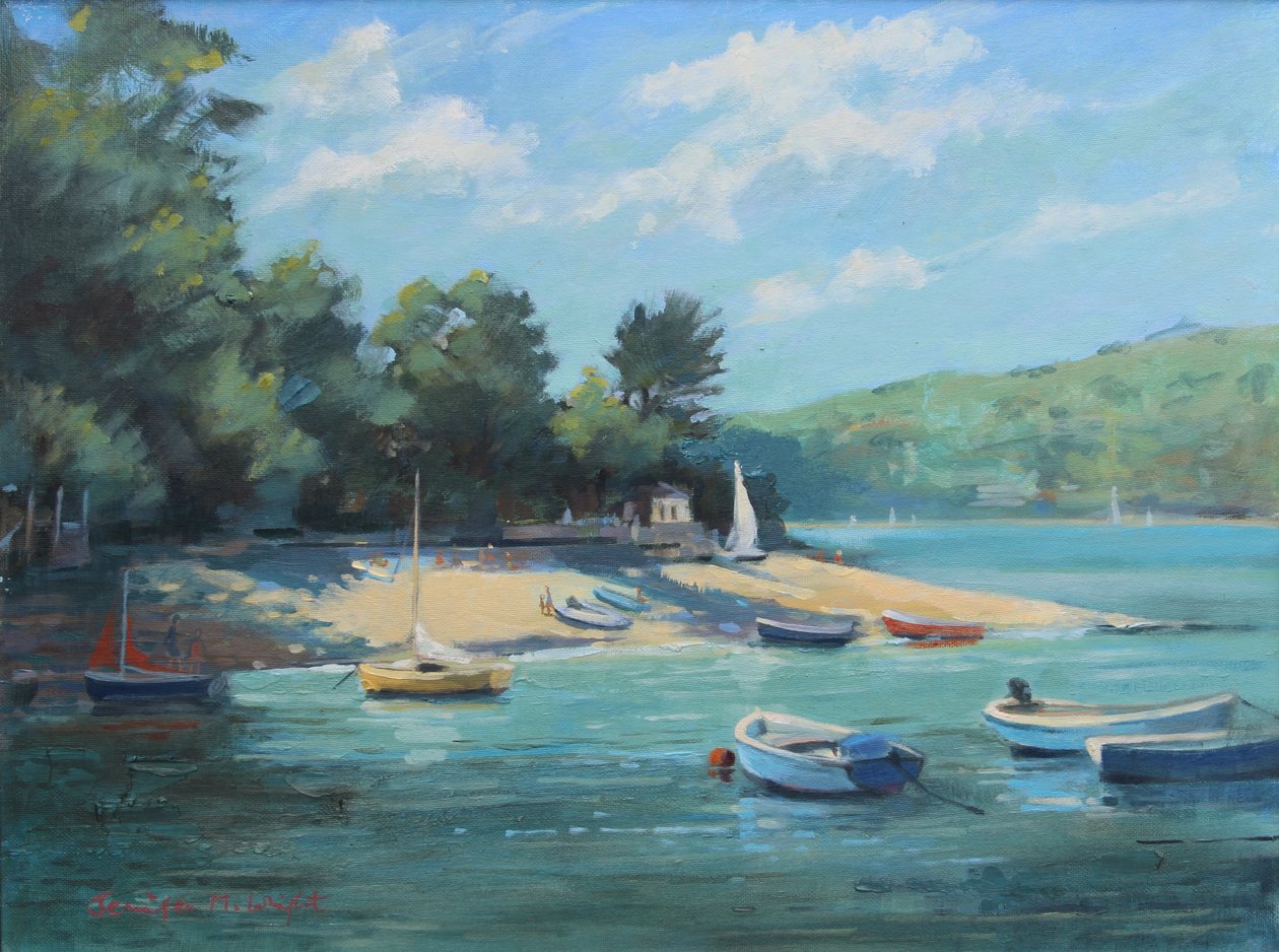 Fishermans Cove Salcombe , öljy laudalle , 2016 tekijältä Jennifer Wright