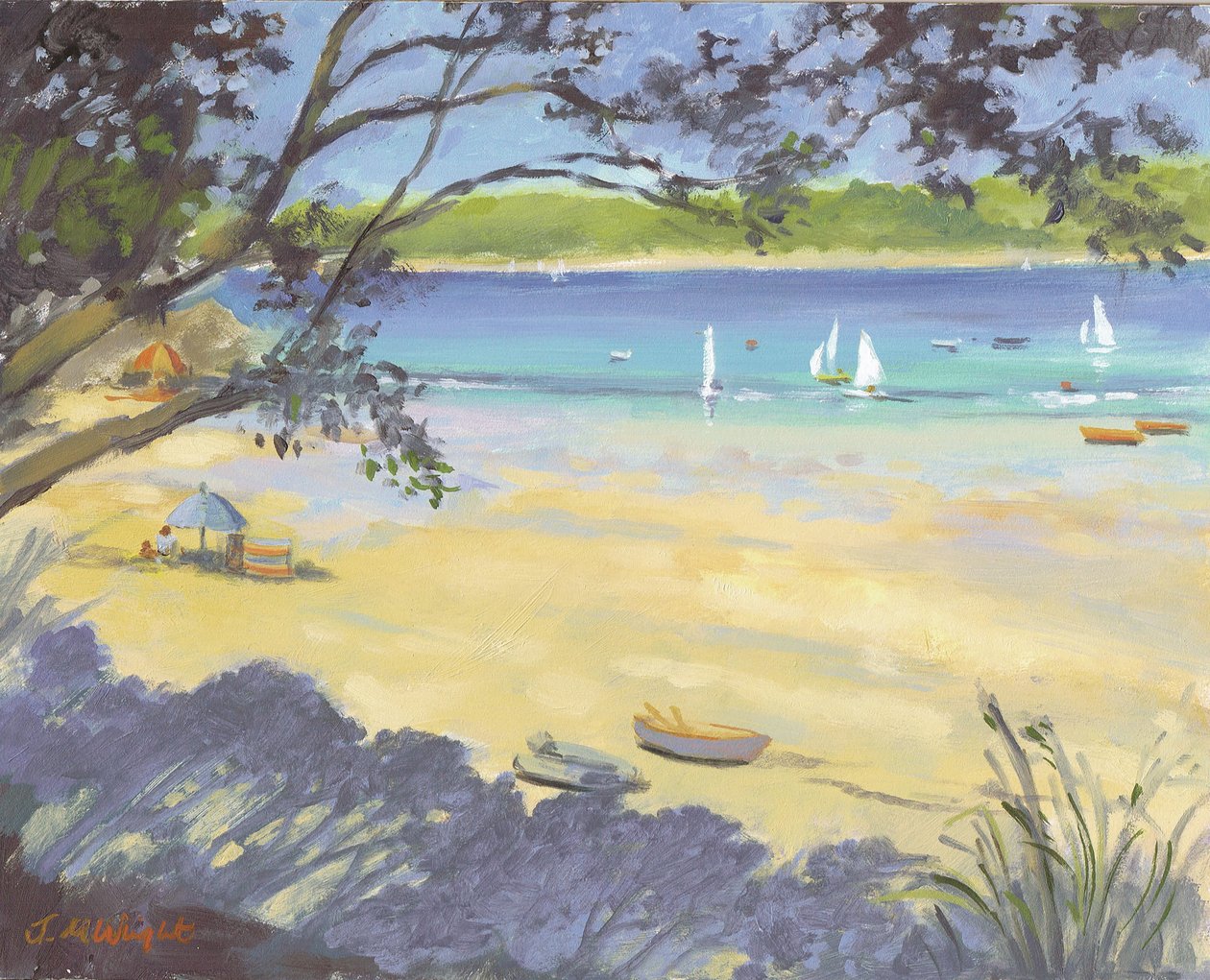 Salcombe Southsands Beach (öljy kankaalle) tekijältä Jennifer Wright