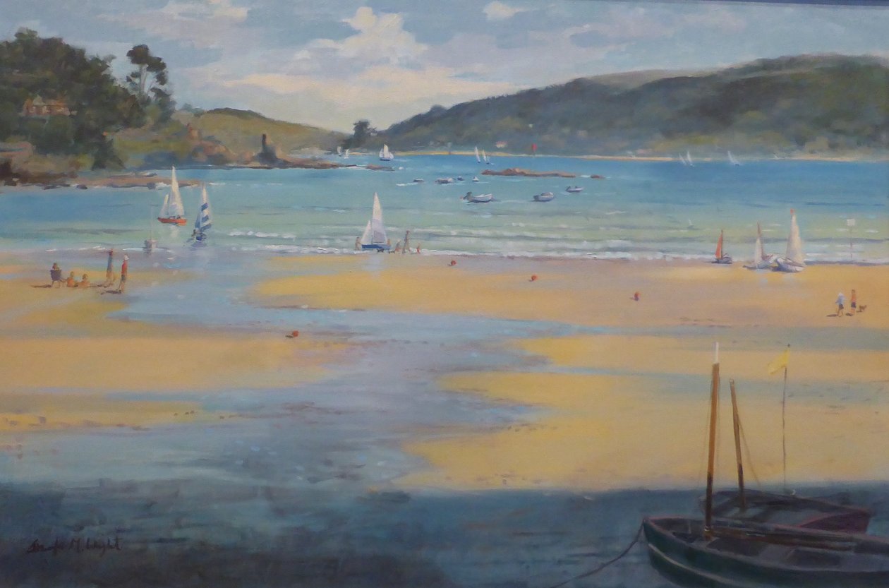 South sands Beach , Salcombe . öljy kankaalle , 2016 tekijältä Jennifer Wright
