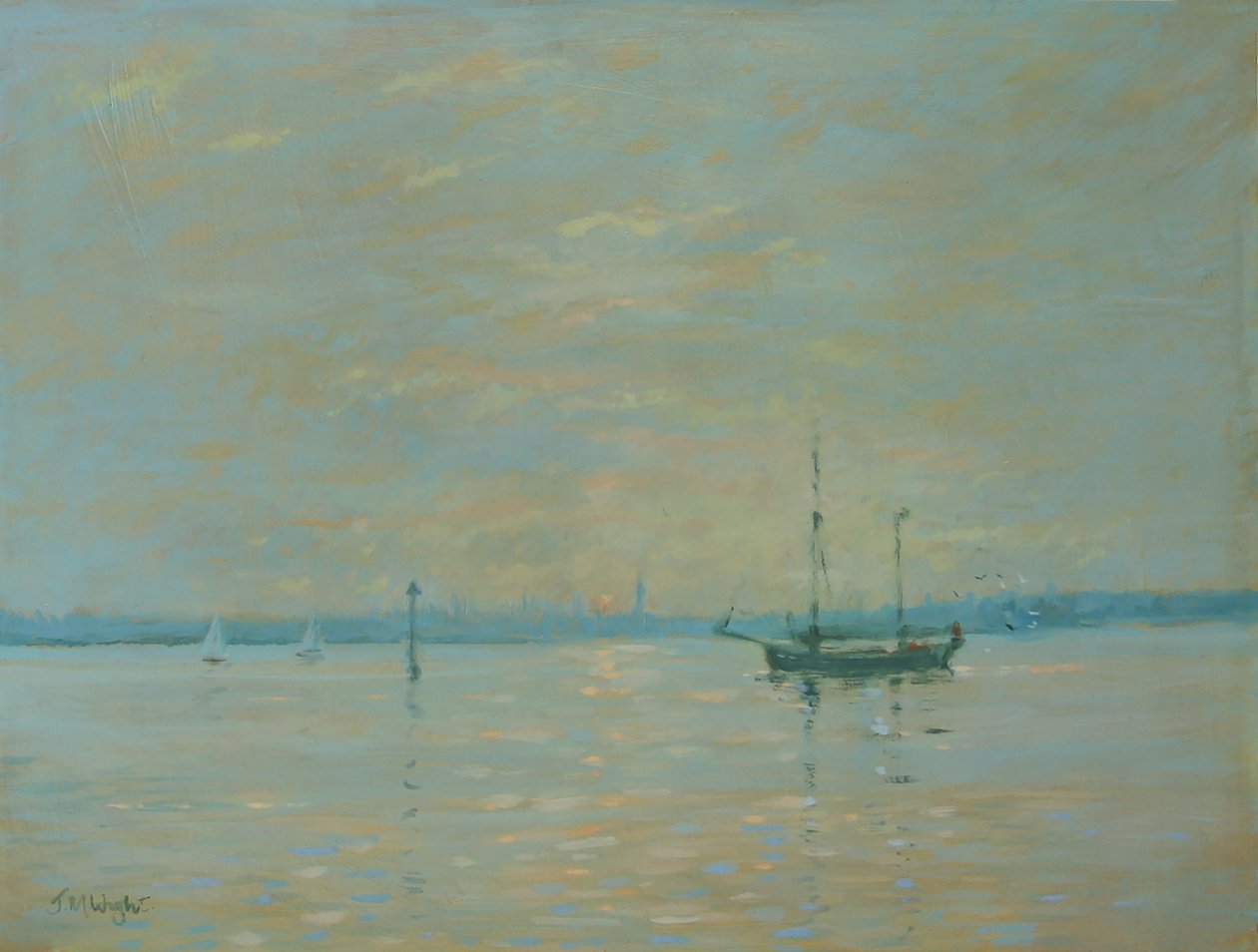 Southamptonin veden auringonlasku (öljy kankaalle) tekijältä Jennifer Wright