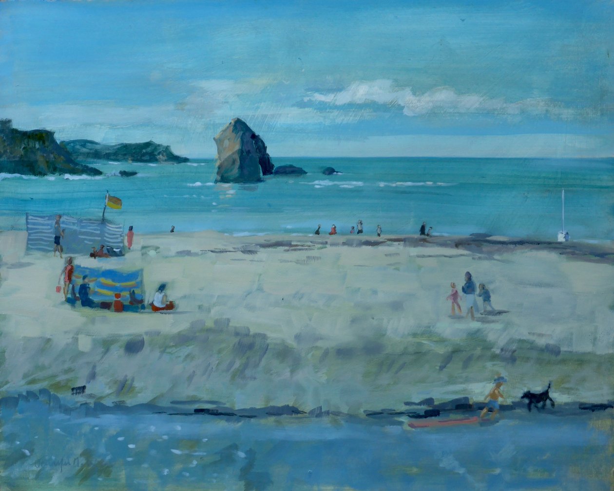 Thurlestone Rock , Devon . öljy kankaalle , 2016 tekijältä Jennifer Wright