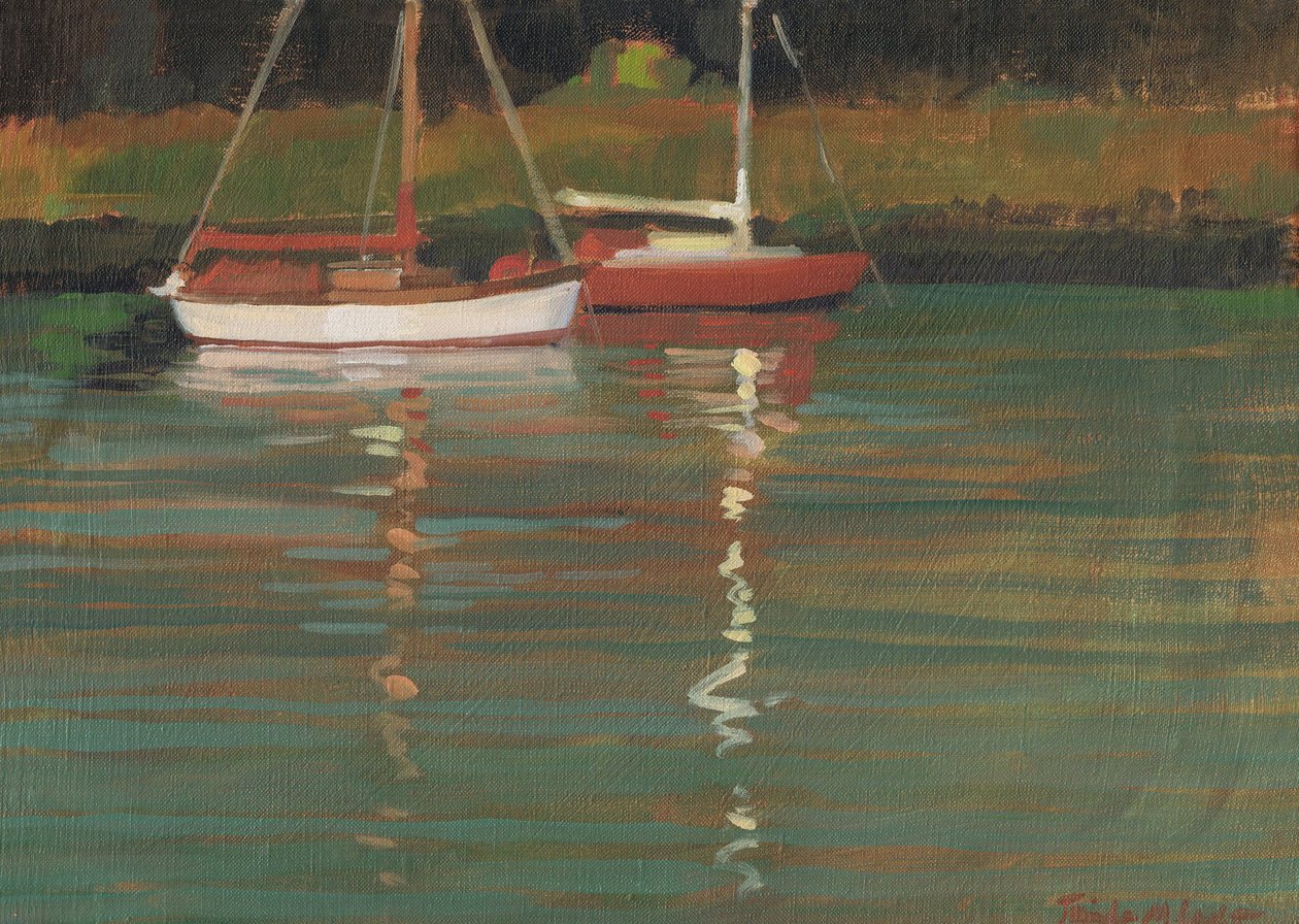 Yacht Reflections (öljy kankaalle) tekijältä Jennifer Wright