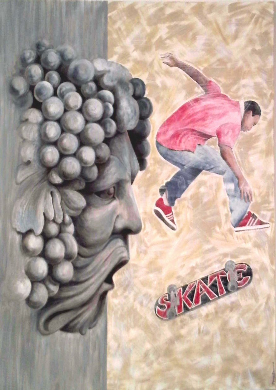Skate, 2009 (akryyli ja pastelli kankaalle) tekijältä Jenny Barnard