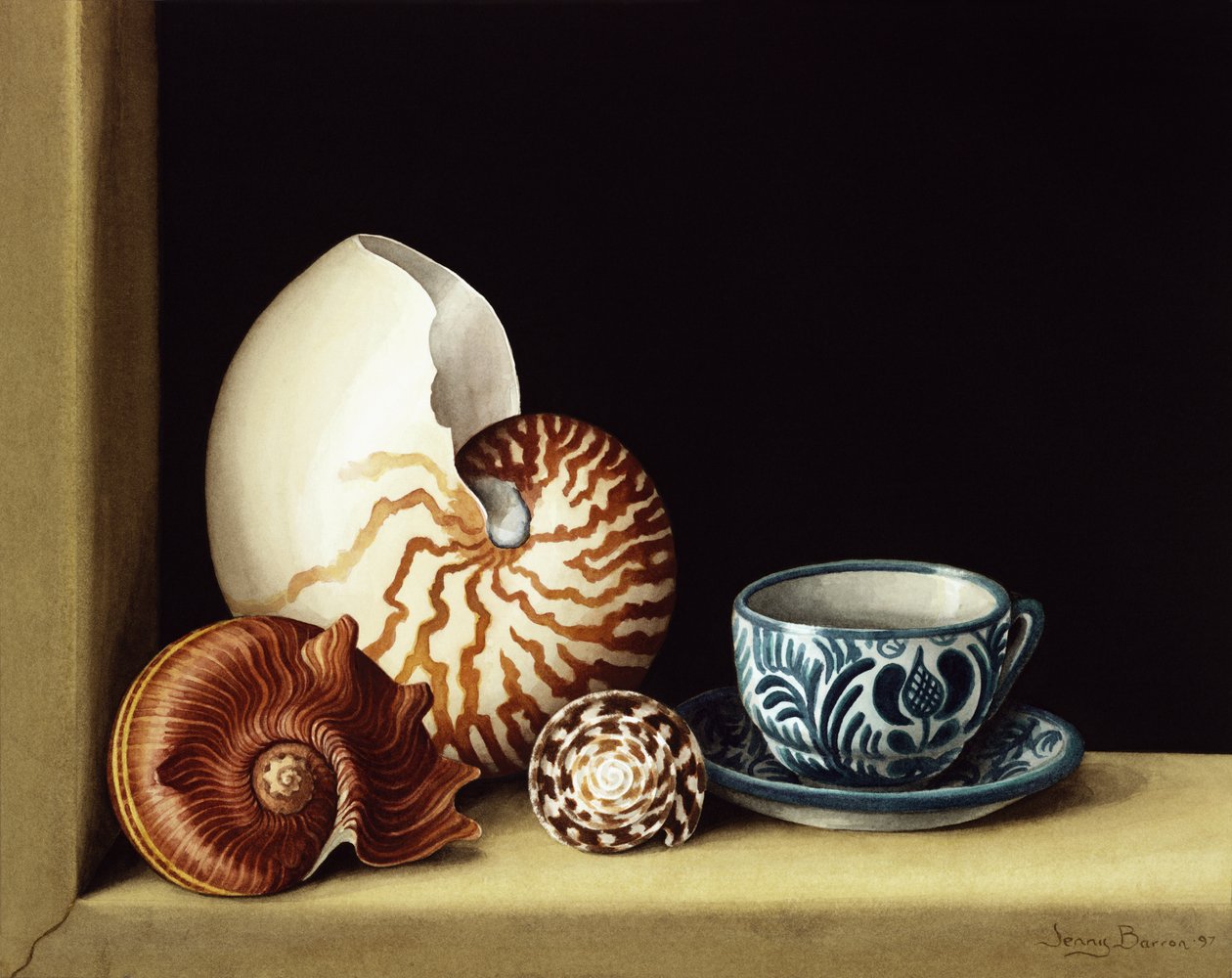Asetelma Nautiluksen kanssa, 1998 (wc paperilla) tekijältä Jenny Barron
