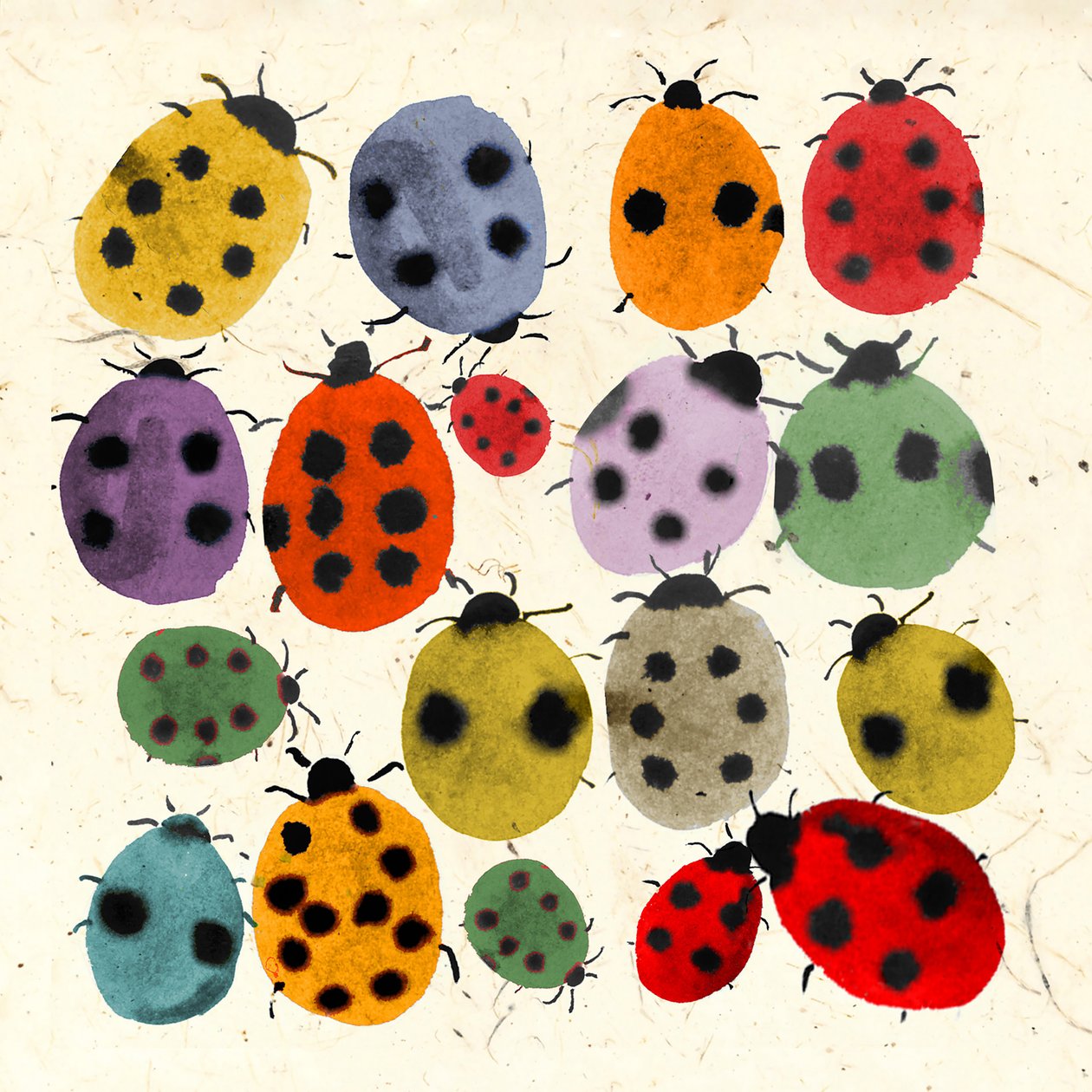 INKY LADYBIRDS, 2022 (akvarelli) tekijältä Jenny Frean